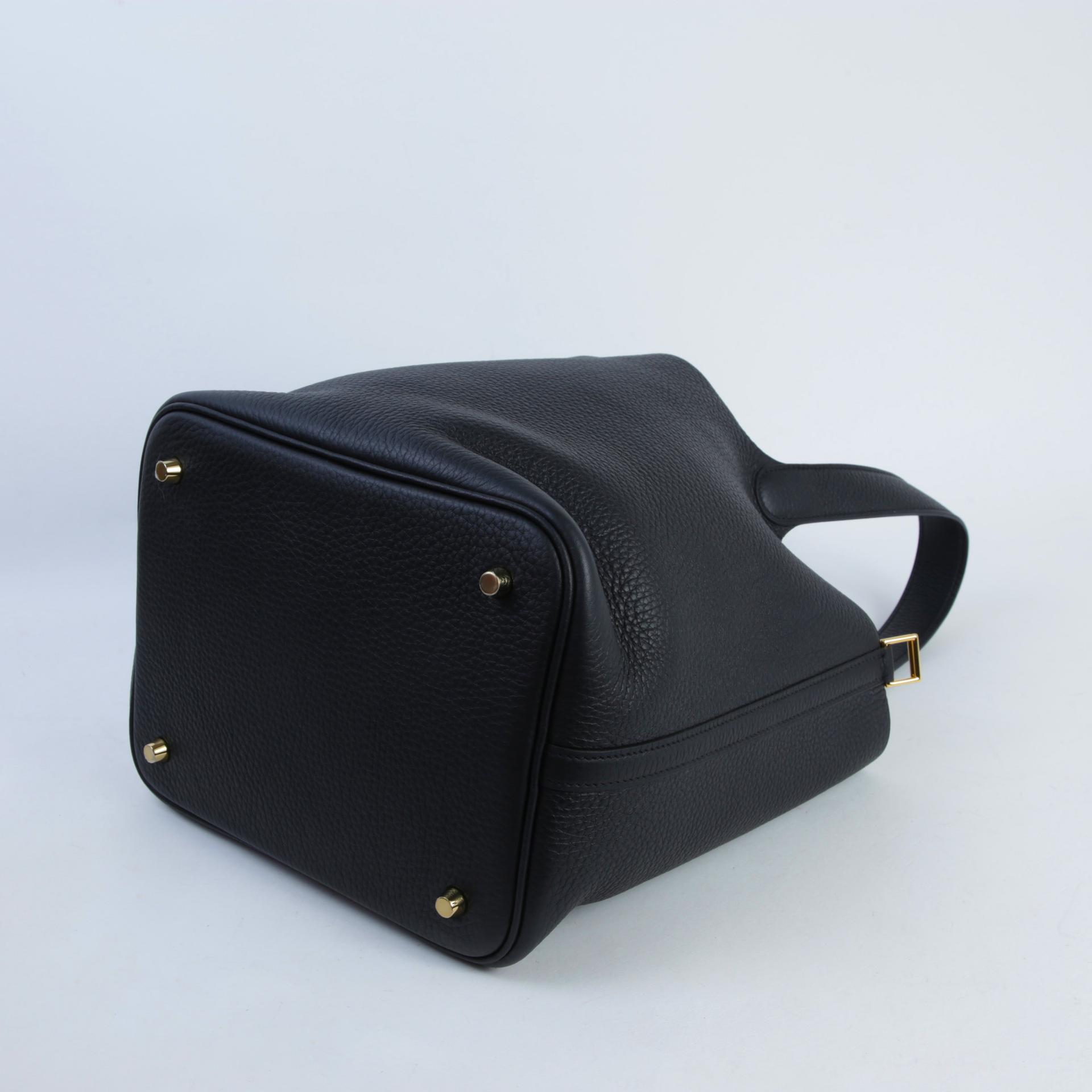 Brand New ( Rank N )  HERMÈS  Picotin Lock MM Black (89) Clemence Gold hardware W (2024) - 7