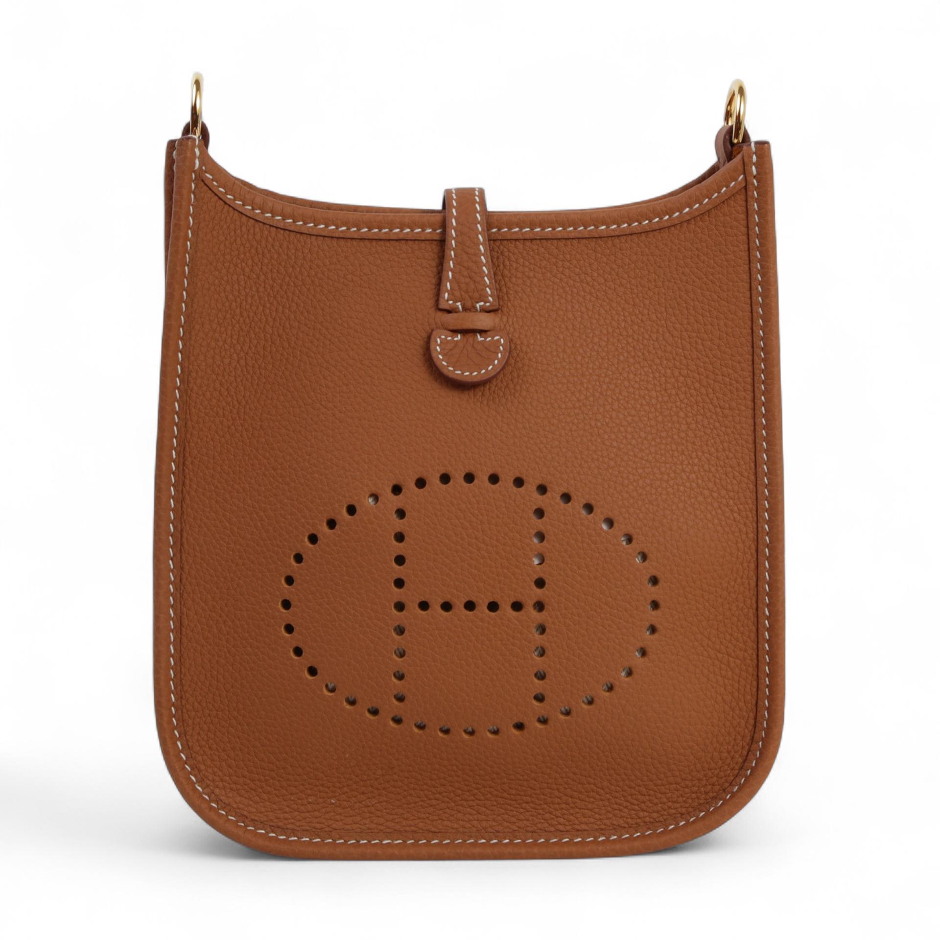 Unused ( Rank NS )  HERMÈS  Mini Evelyne 16 Amazone 112cm Gold (37) Taurillon Maurice Gold hardware Z (2021) - 1