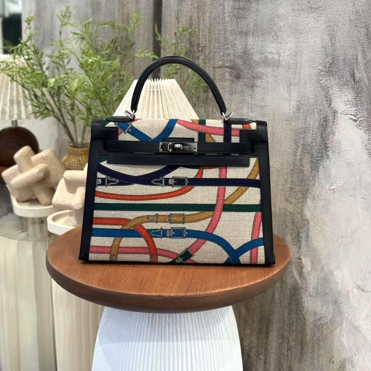 Very Good ( Rank A) HERMÈS Limited Edition Kelly 32 Cavalcadour Toile de Camp  Black (89) Toile Camp canvas Swift Palladium hardware A (2017) - 30