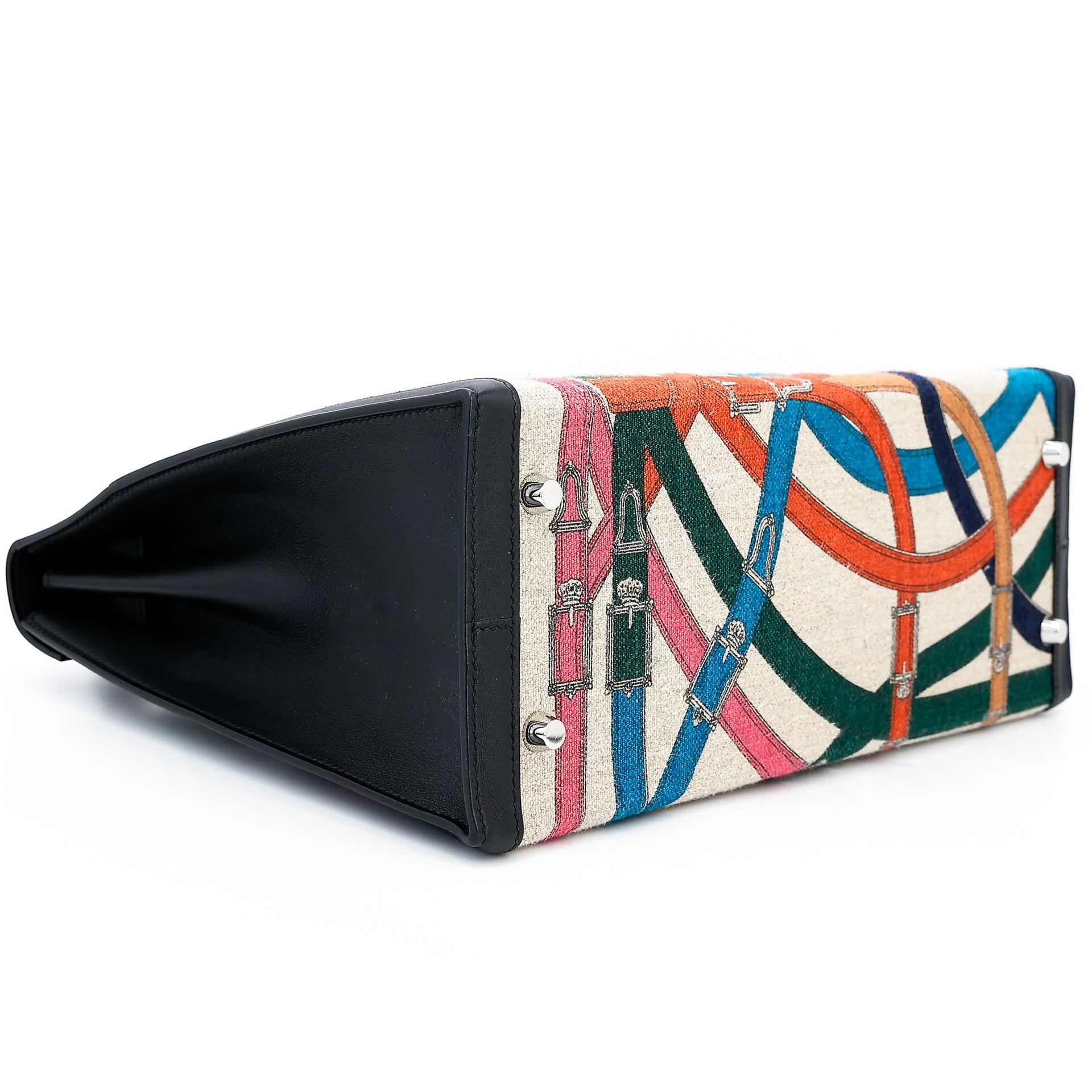 Very Good ( Rank A) HERMÈS Limited Edition Kelly 32 Cavalcadour Toile de Camp  Black (89) Toile Camp canvas Swift Palladium hardware A (2017) - 7