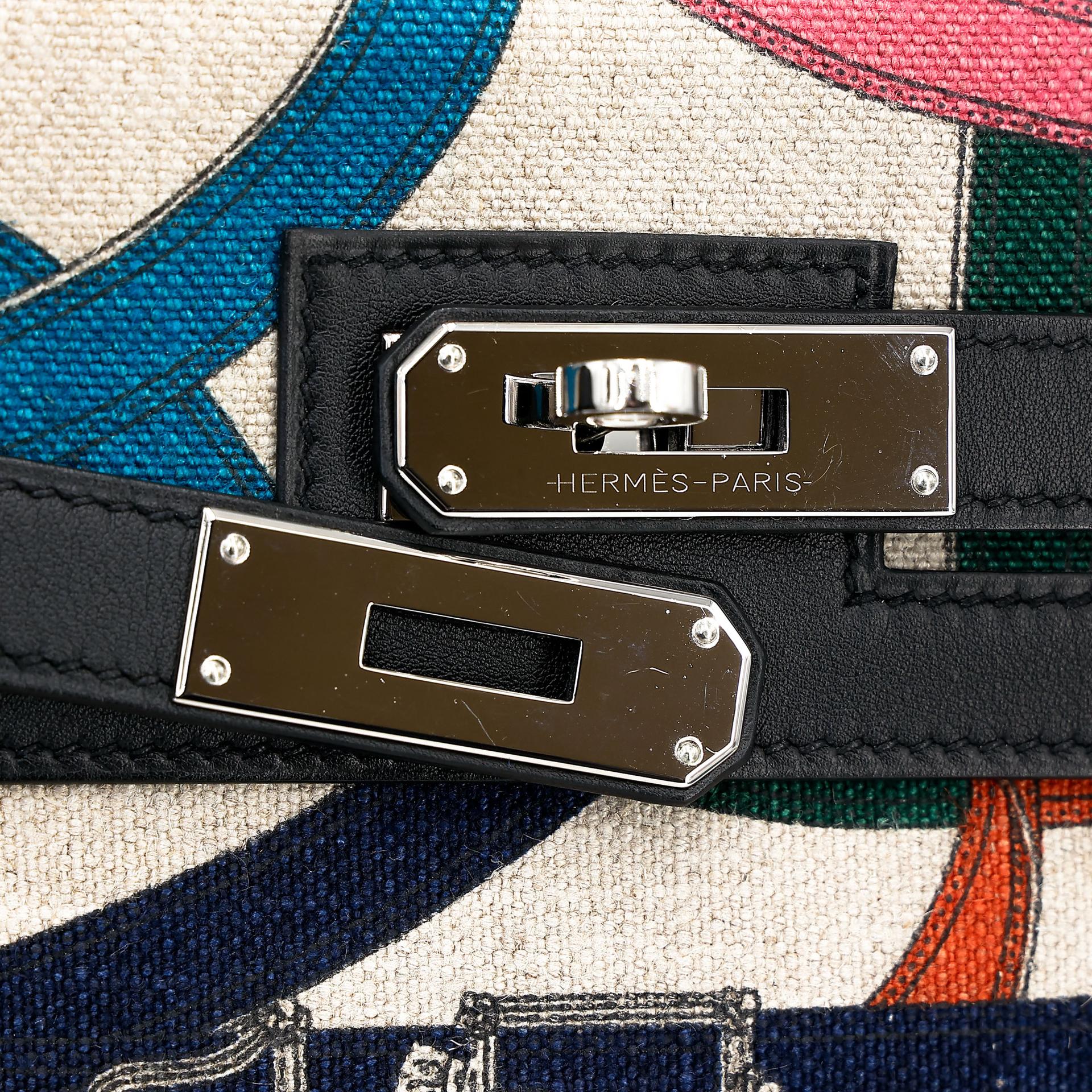 Very Good ( Rank A) HERMÈS Limited Edition Kelly 32 Cavalcadour Toile de Camp  Black (89) Toile Camp canvas Swift Palladium hardware A (2017) - 13