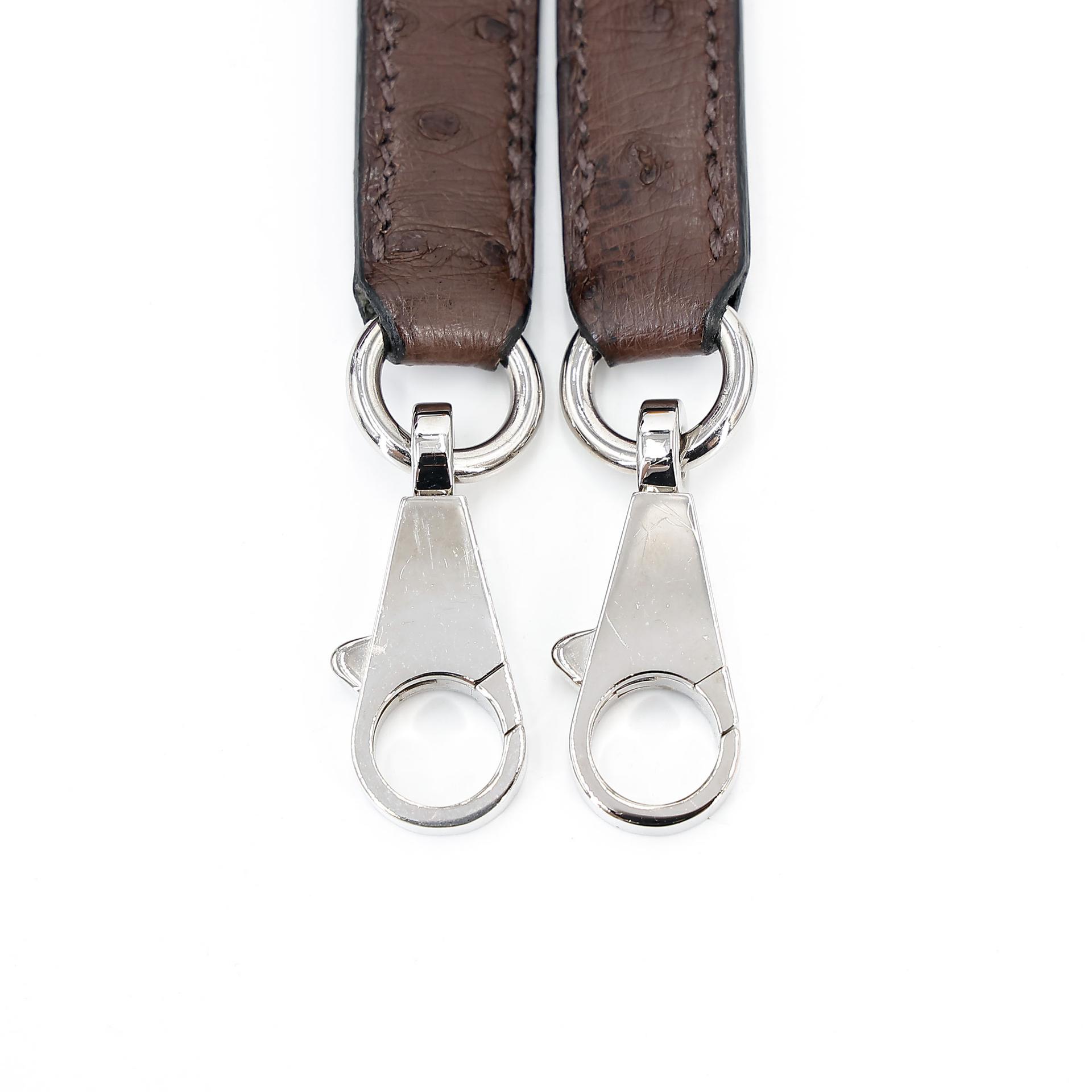 Very Good ( Rank A) HERMÈS Kelly Ghillies 32 Violet (96) Bleu de Malte (7L) Marron Fonce (45) Ostrich Palladium hardware Square R (2014) - 34
