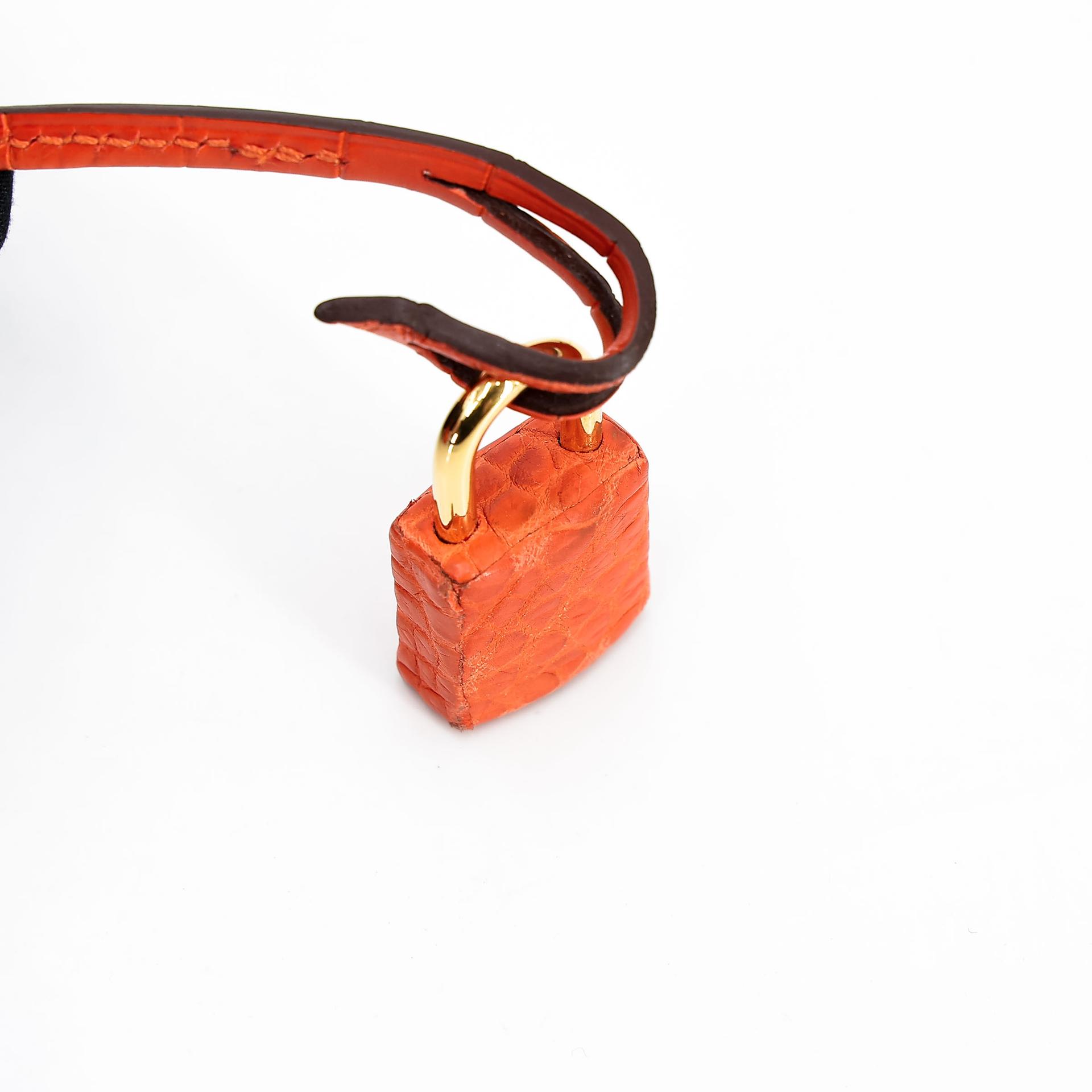 Very Good ( Rank A) HERMÈS Kelly 25 Feu (9J) Matte Alligator Gold hardware Square R (2014) - 34