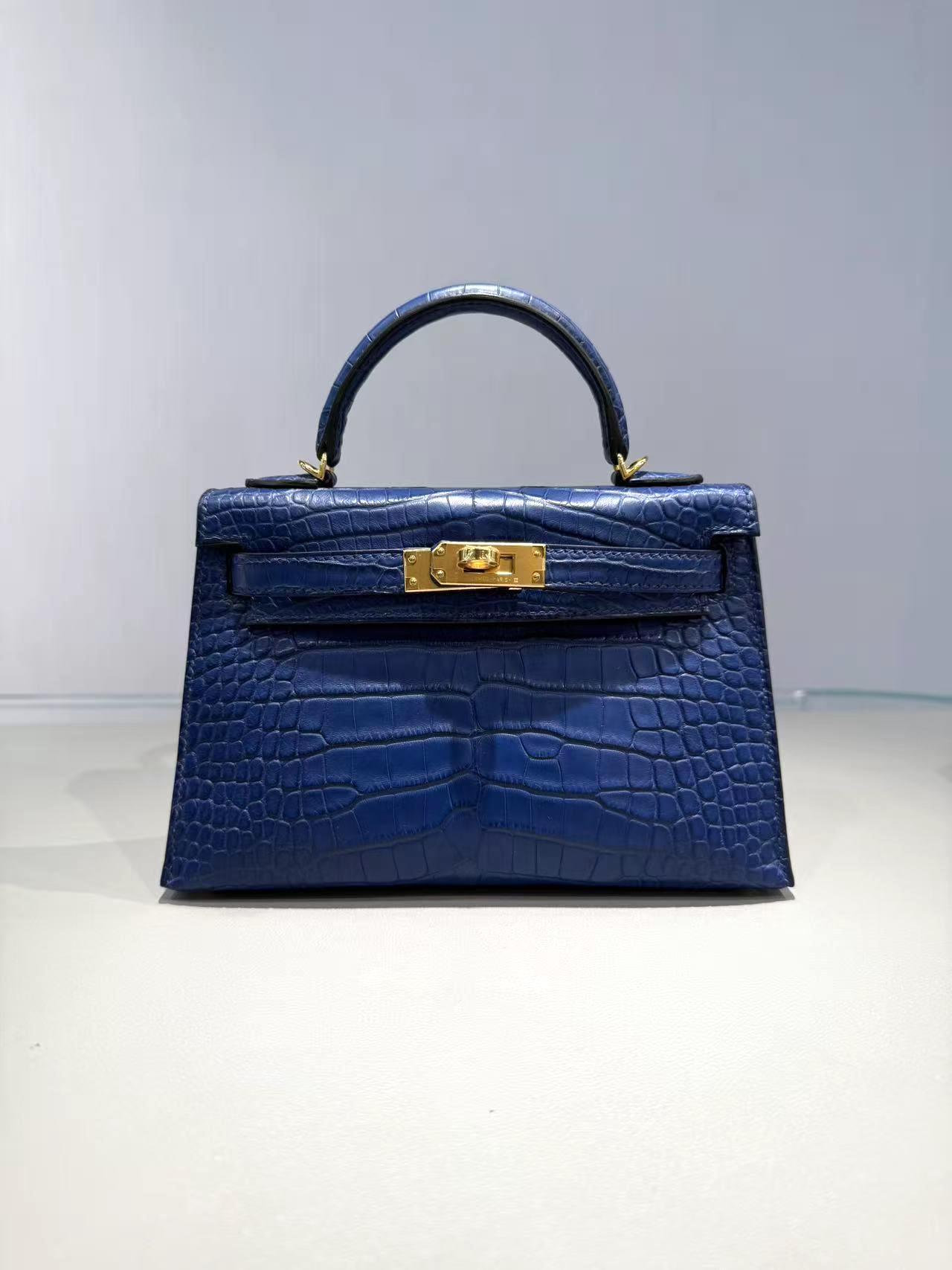 ランク N 新品 HERMÈS エルメス ミニケリー2 ブルーサフィール (73) クロコダイル アリゲーター マット ゴールド金具 W刻印 - 19