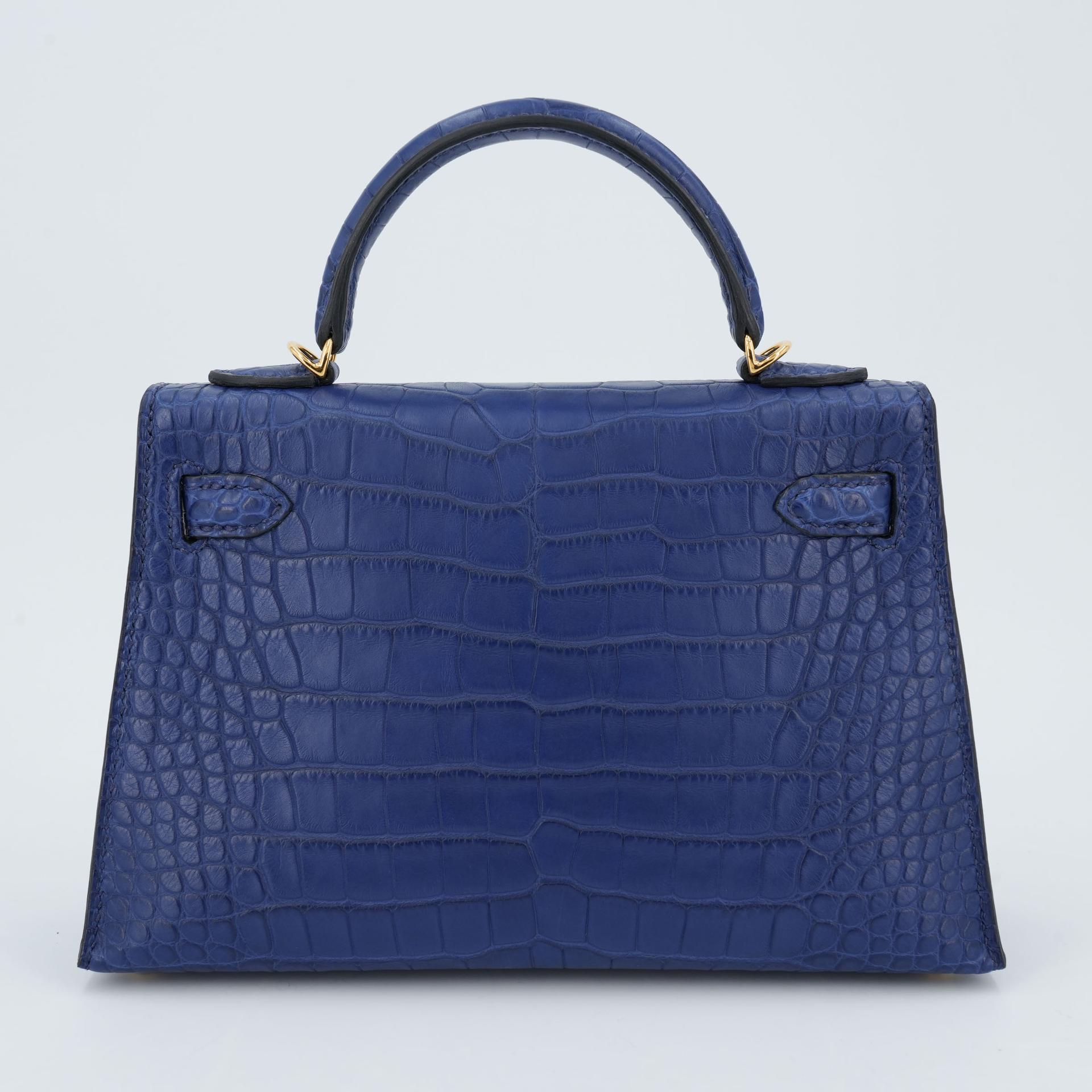 ランク N 新品 HERMÈS エルメス ミニケリー2 ブルーサフィール (73) クロコダイル アリゲーター マット ゴールド金具 W刻印 - 5