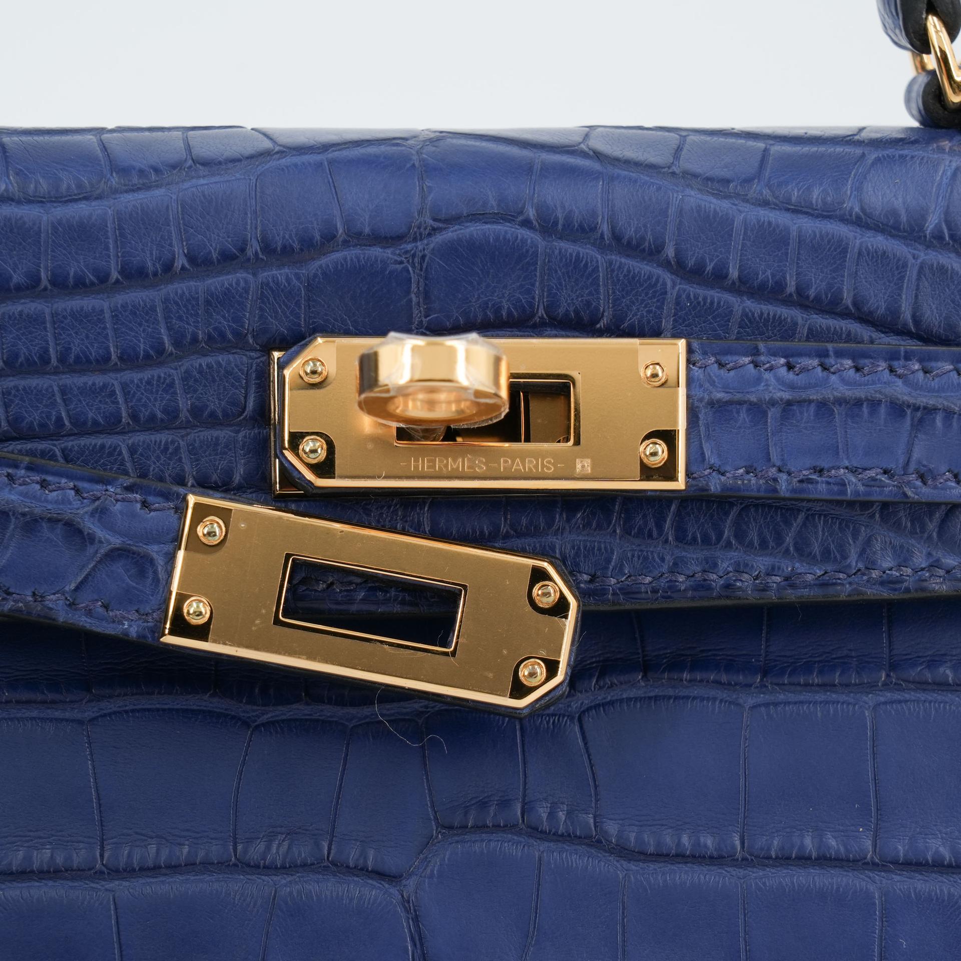 ランク N 新品 HERMÈS エルメス ミニケリー2 ブルーサフィール (73) クロコダイル アリゲーター マット ゴールド金具 W刻印 - 11