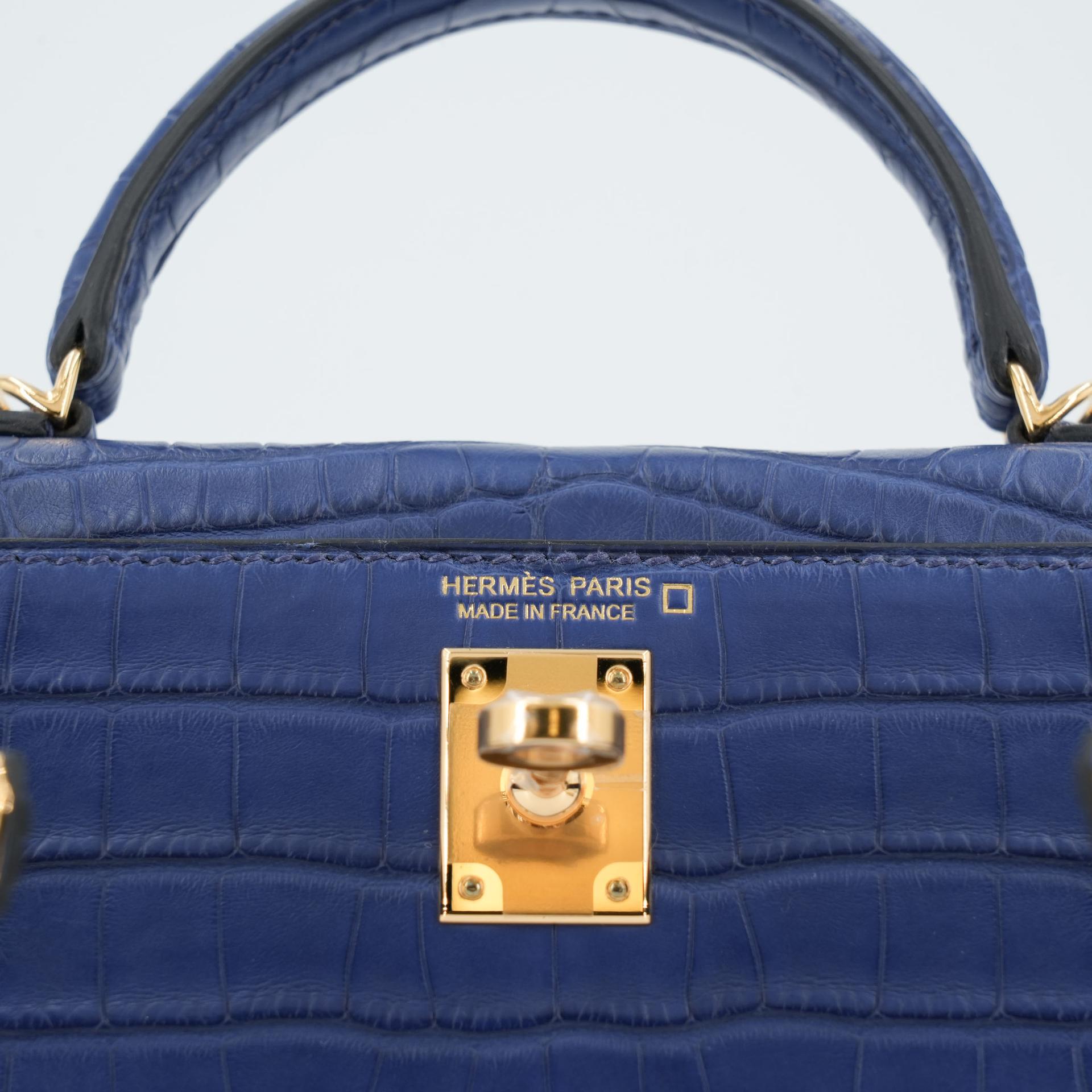 ランク N 新品 HERMÈS エルメス ミニケリー2 ブルーサフィール (73) クロコダイル アリゲーター マット ゴールド金具 W刻印 - 12