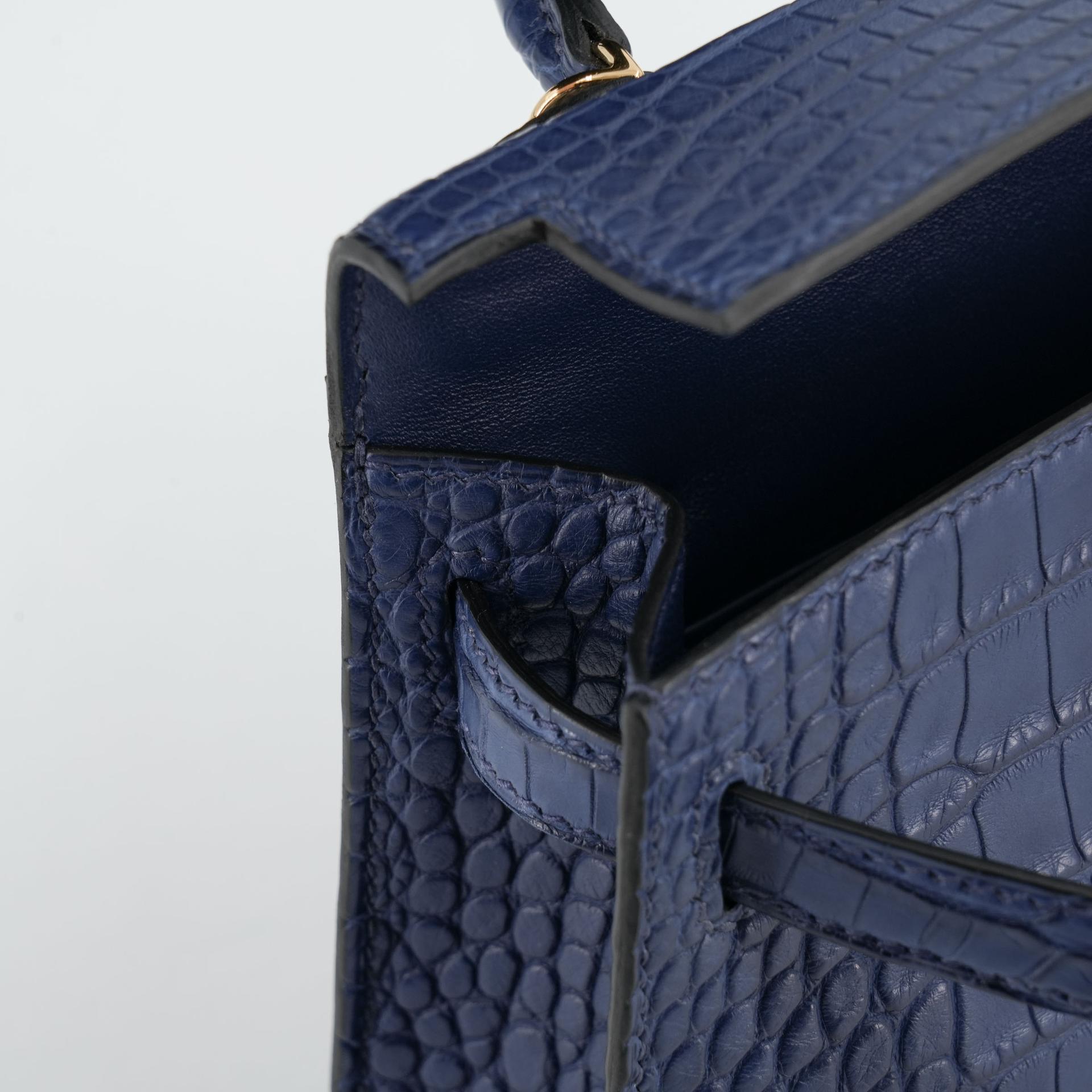 ランク N 新品 HERMÈS エルメス ミニケリー2 ブルーサフィール (73) クロコダイル アリゲーター マット ゴールド金具 W刻印 - 13