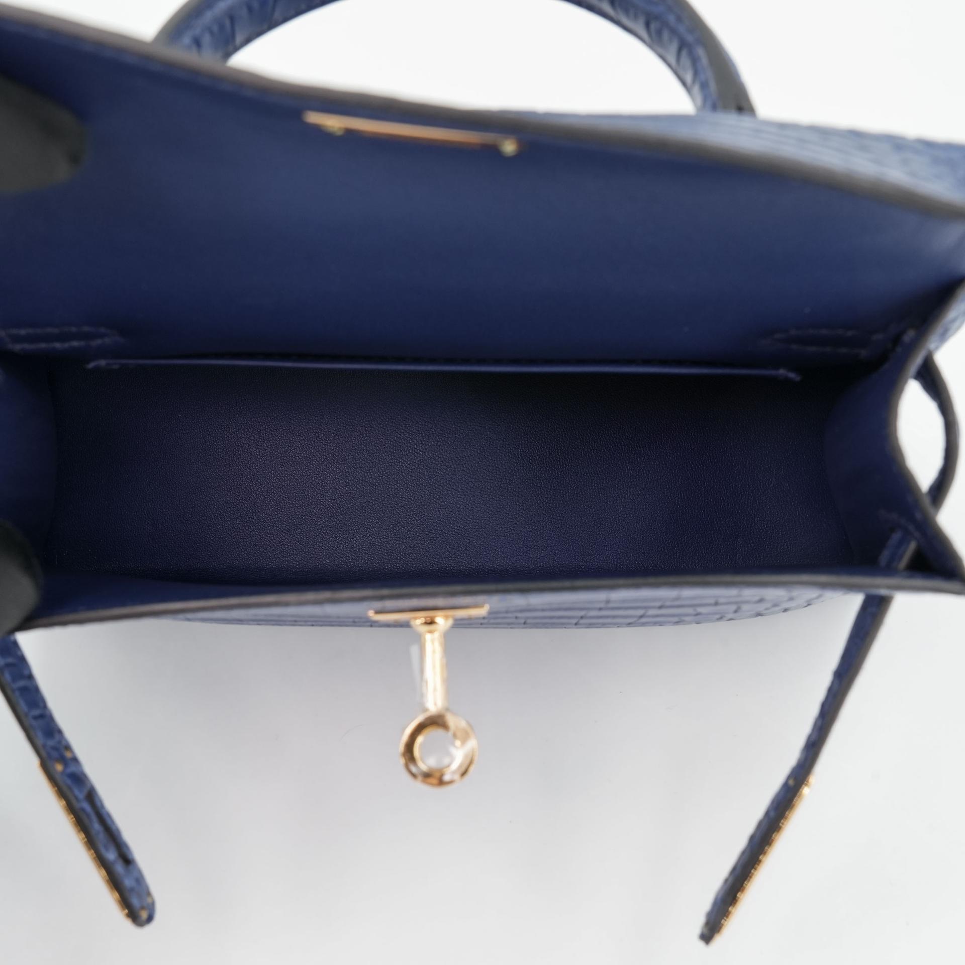 ランク N 新品 HERMÈS エルメス ミニケリー2 ブルーサフィール (73) クロコダイル アリゲーター マット ゴールド金具 W刻印 - 15