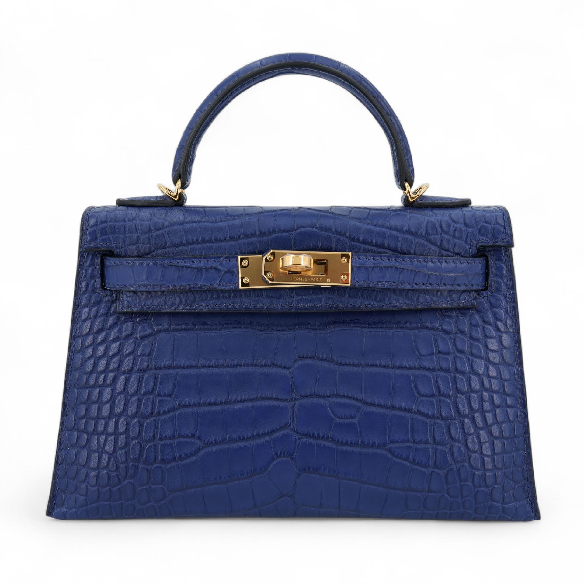 ランク N 新品 HERMÈS エルメス ミニケリー2 ブルーサフィール (73) クロコダイル アリゲーター マット ゴールド金具 W刻印 - 1