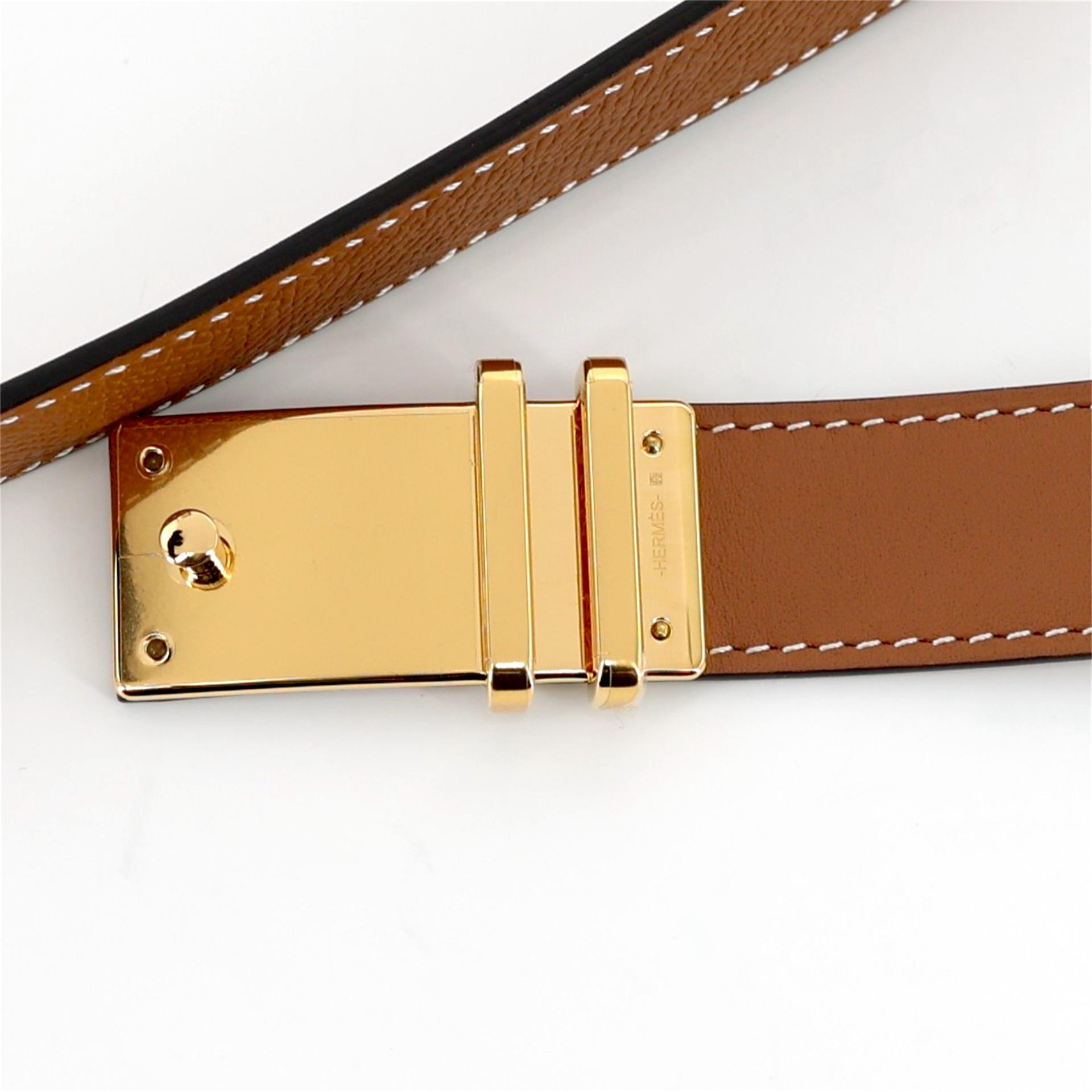 Unused ( Rank NS ) HERMÈS Elan Pocket 24 belt Gold (37) Swift Gold hardware B (2023) - 5