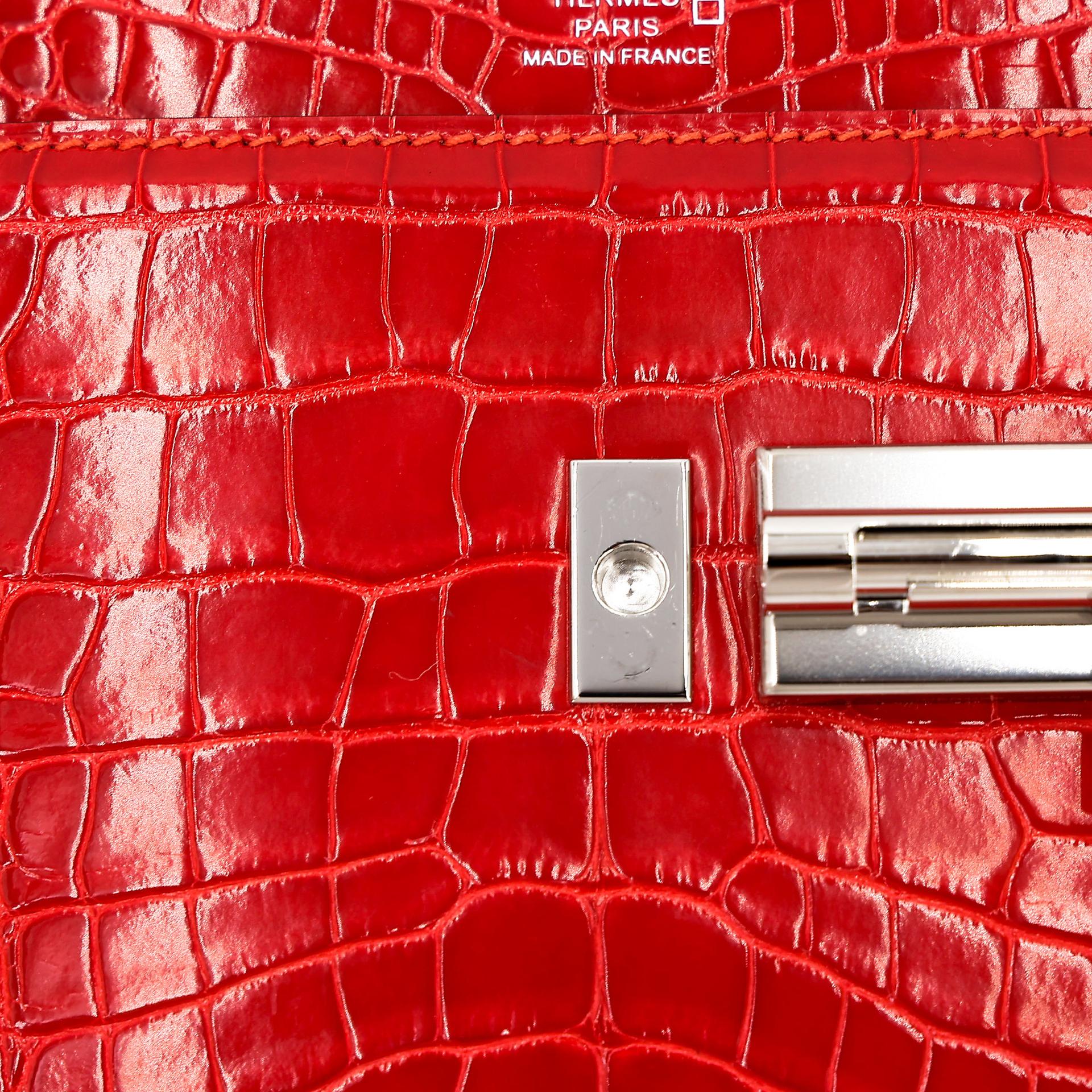 Excellent ( Rank SA ) HERMÈS Verrou Mini Geranium (D5) Shiny Alligator Palladium hardware A (2017) - 20