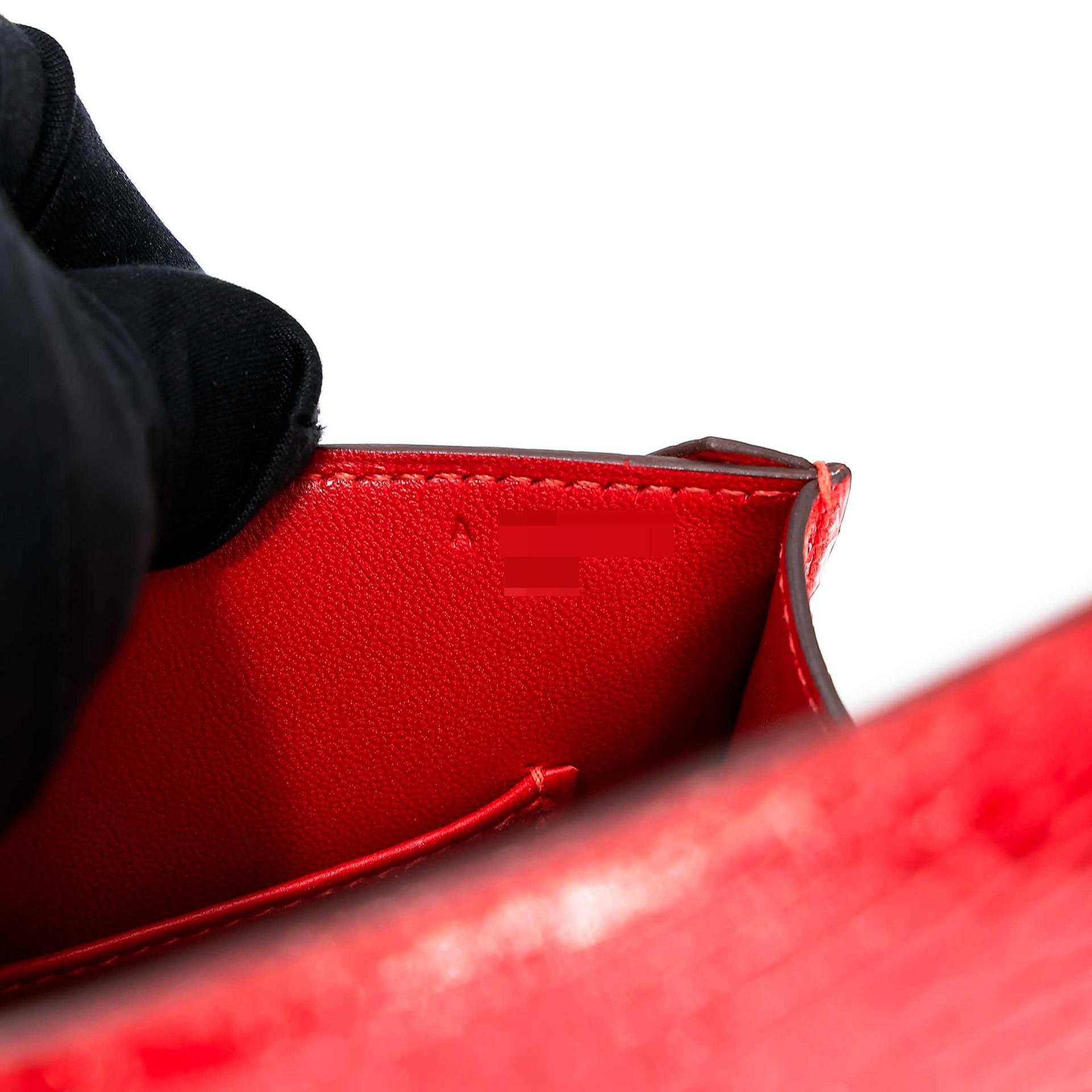 Excellent ( Rank SA ) HERMÈS Verrou Mini Geranium (D5) Shiny Alligator Palladium hardware A (2017) - 25