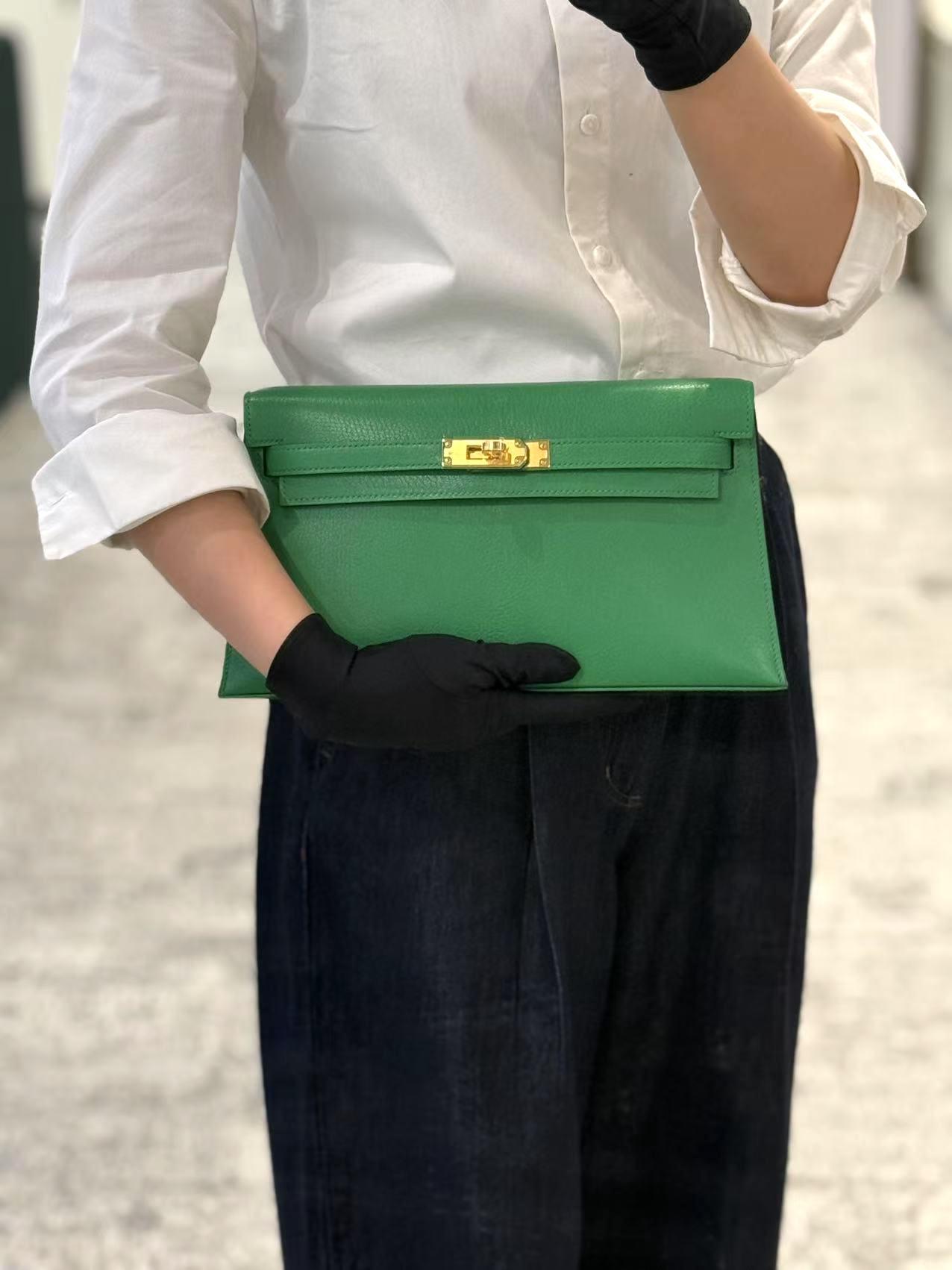 ランク N 新品  HERMÈS エルメス  ケリーエラン バンブー (1K) シェーブル ゴールド金具 W刻印 - 3