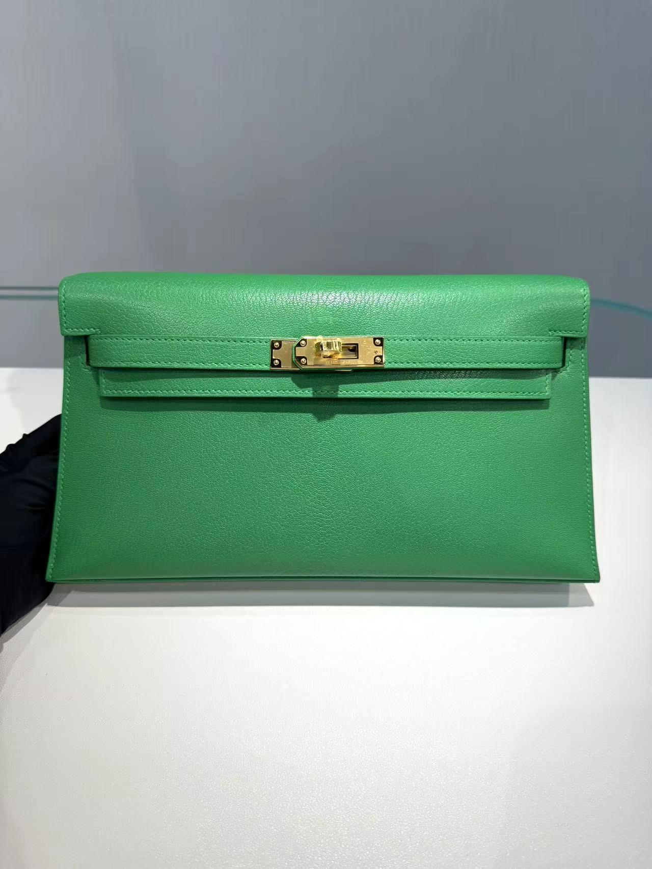 ランク N 新品  HERMÈS エルメス  ケリーエラン バンブー (1K) シェーブル ゴールド金具 W刻印 - 4
