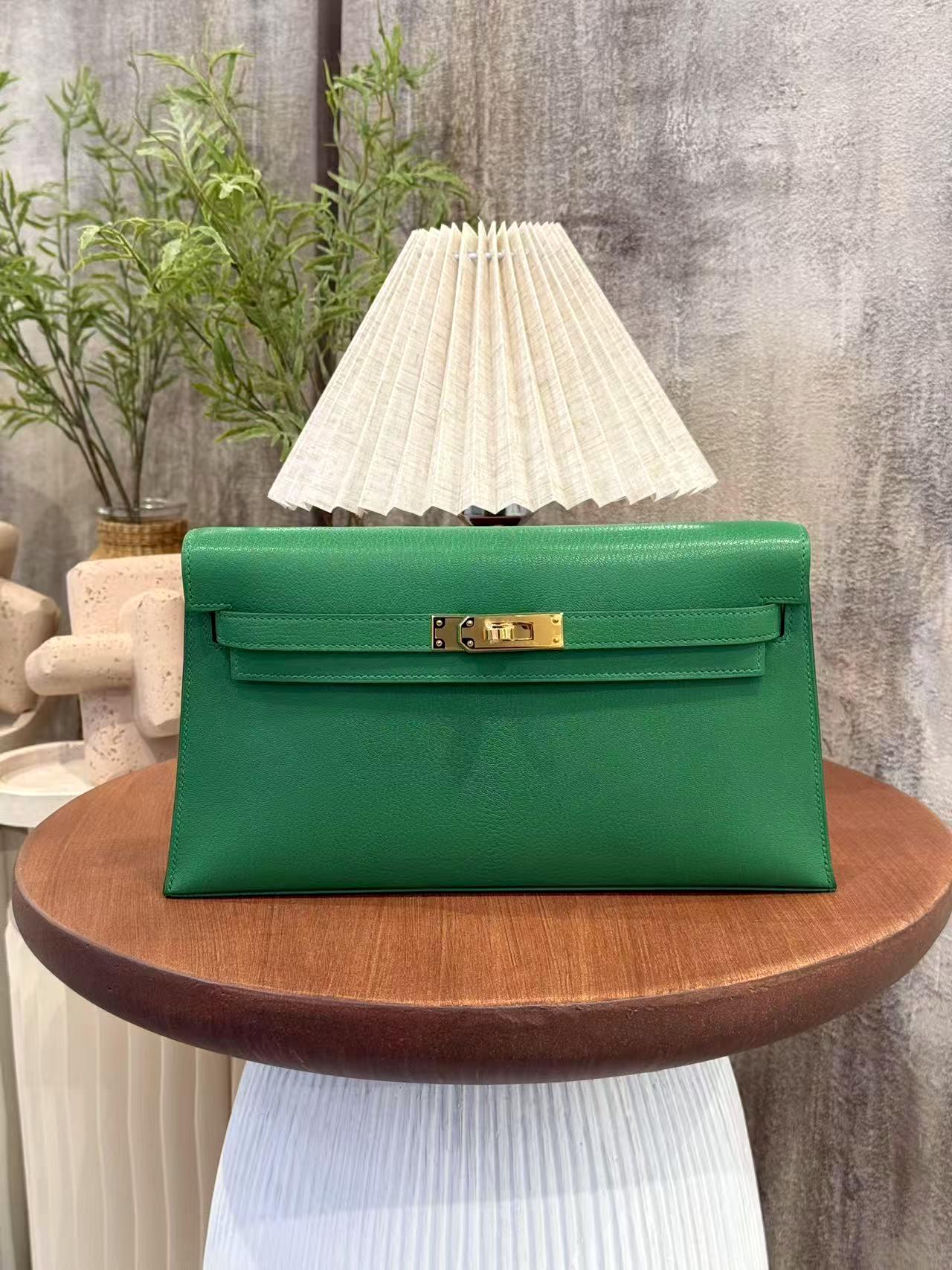 ランク N 新品  HERMÈS エルメス  ケリーエラン バンブー (1K) シェーブル ゴールド金具 W刻印 - 20