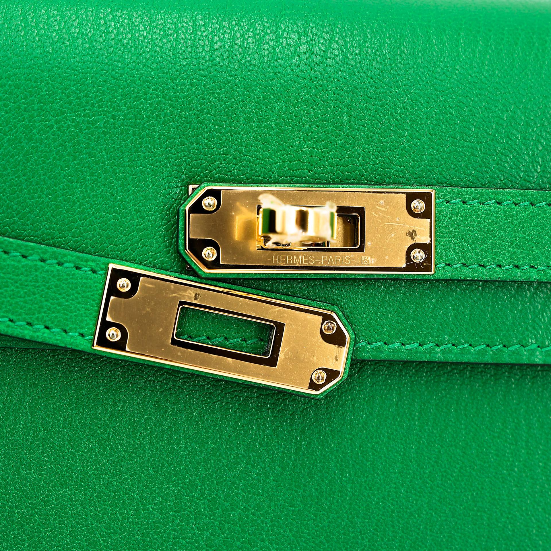 ランク N 新品  HERMÈS エルメス  ケリーエラン バンブー (1K) シェーブル ゴールド金具 W刻印 - 10