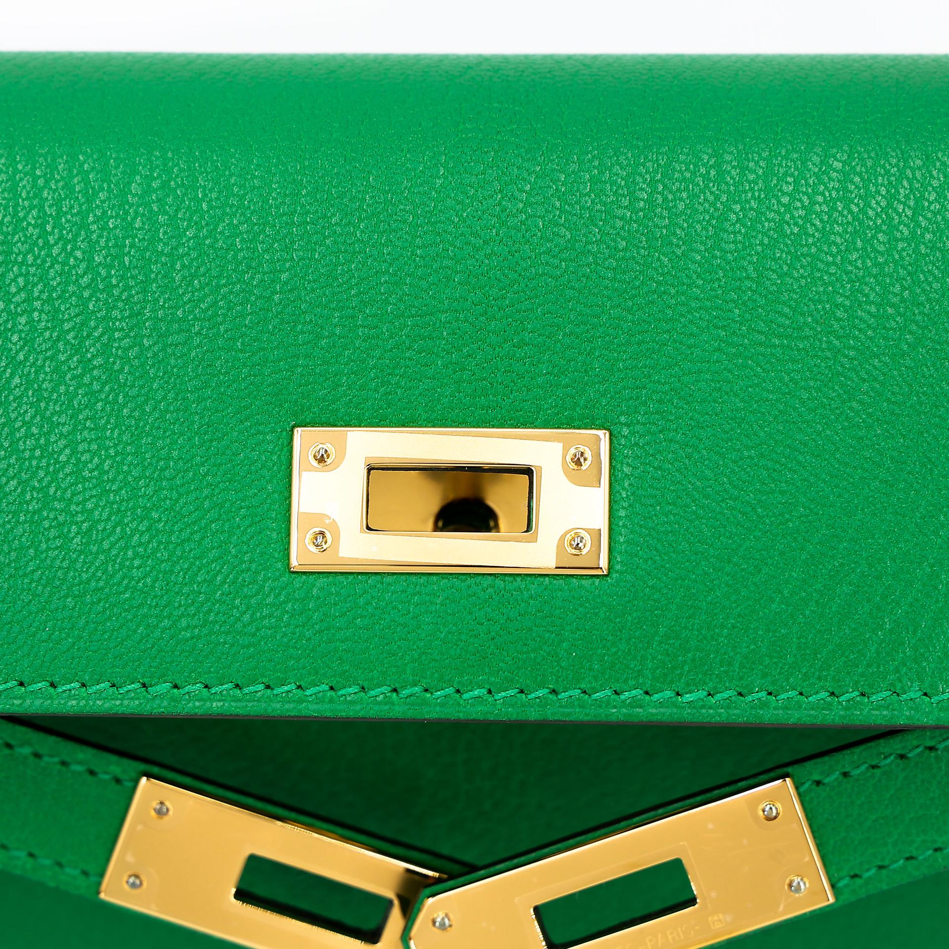 ランク N 新品  HERMÈS エルメス  ケリーエラン バンブー (1K) シェーブル ゴールド金具 W刻印 - 11