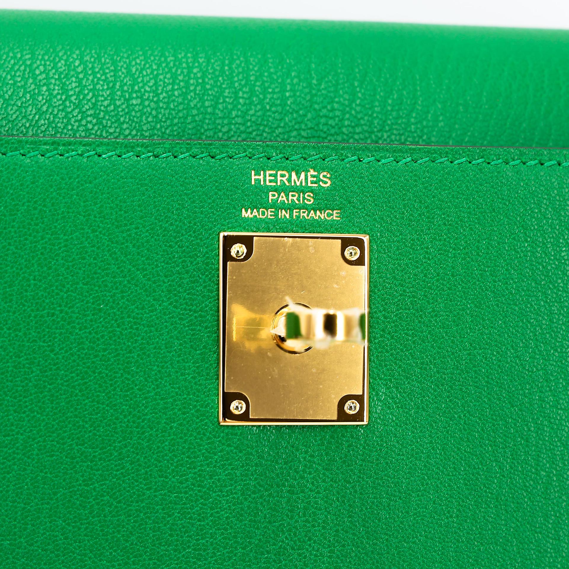 ランク N 新品  HERMÈS エルメス  ケリーエラン バンブー (1K) シェーブル ゴールド金具 W刻印 - 13