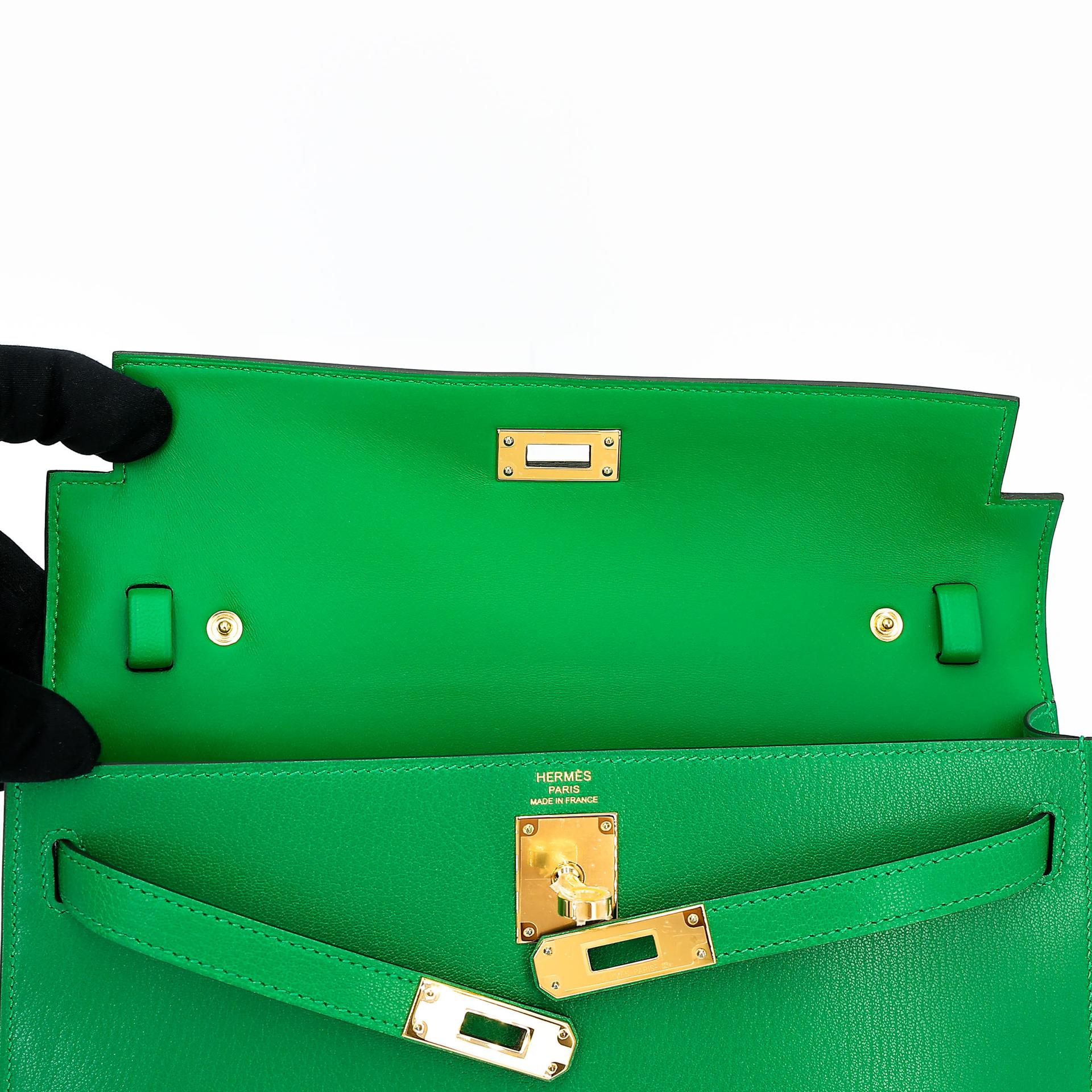 ランク N 新品  HERMÈS エルメス  ケリーエラン バンブー (1K) シェーブル ゴールド金具 W刻印 - 14
