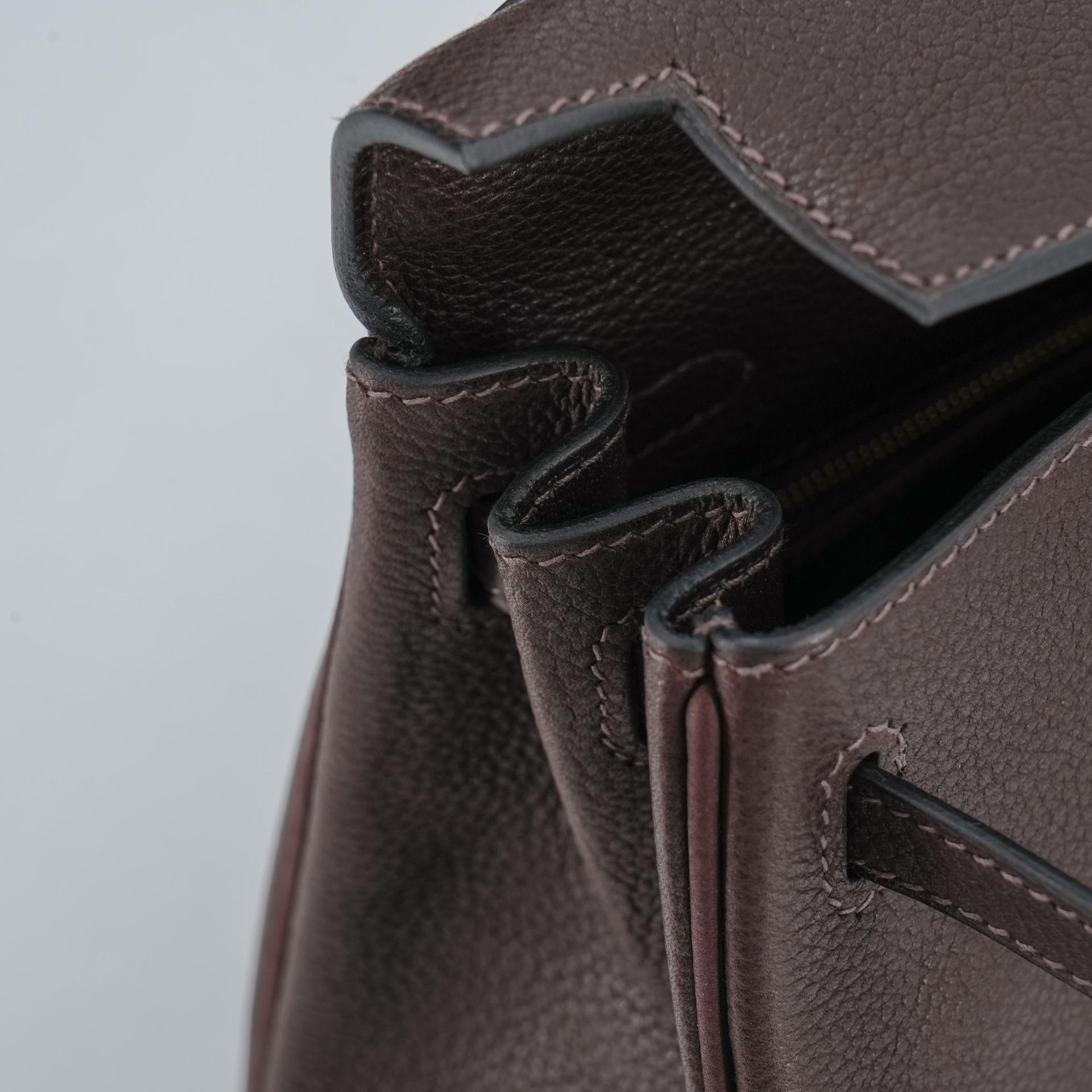 全新 HERMÈS 愛馬仕 Kelly 25 2條肩帶 46 烏木色 Ebene Barenia 馬鞍皮 金扣 W刻 2024年 - 12