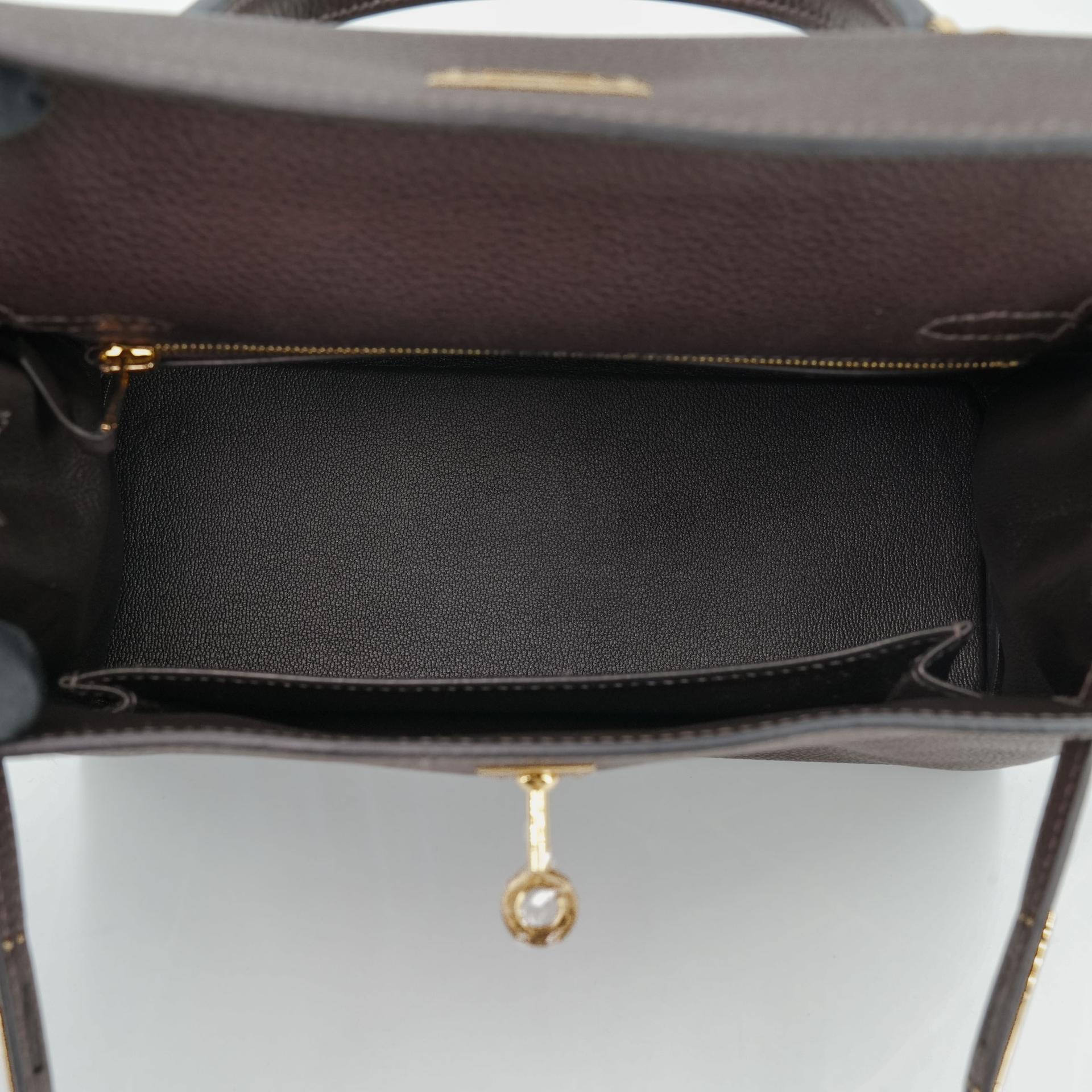 全新 HERMÈS 愛馬仕 Kelly 25 2條肩帶 46 烏木色 Ebene Barenia 馬鞍皮 金扣 W刻 2024年 - 14