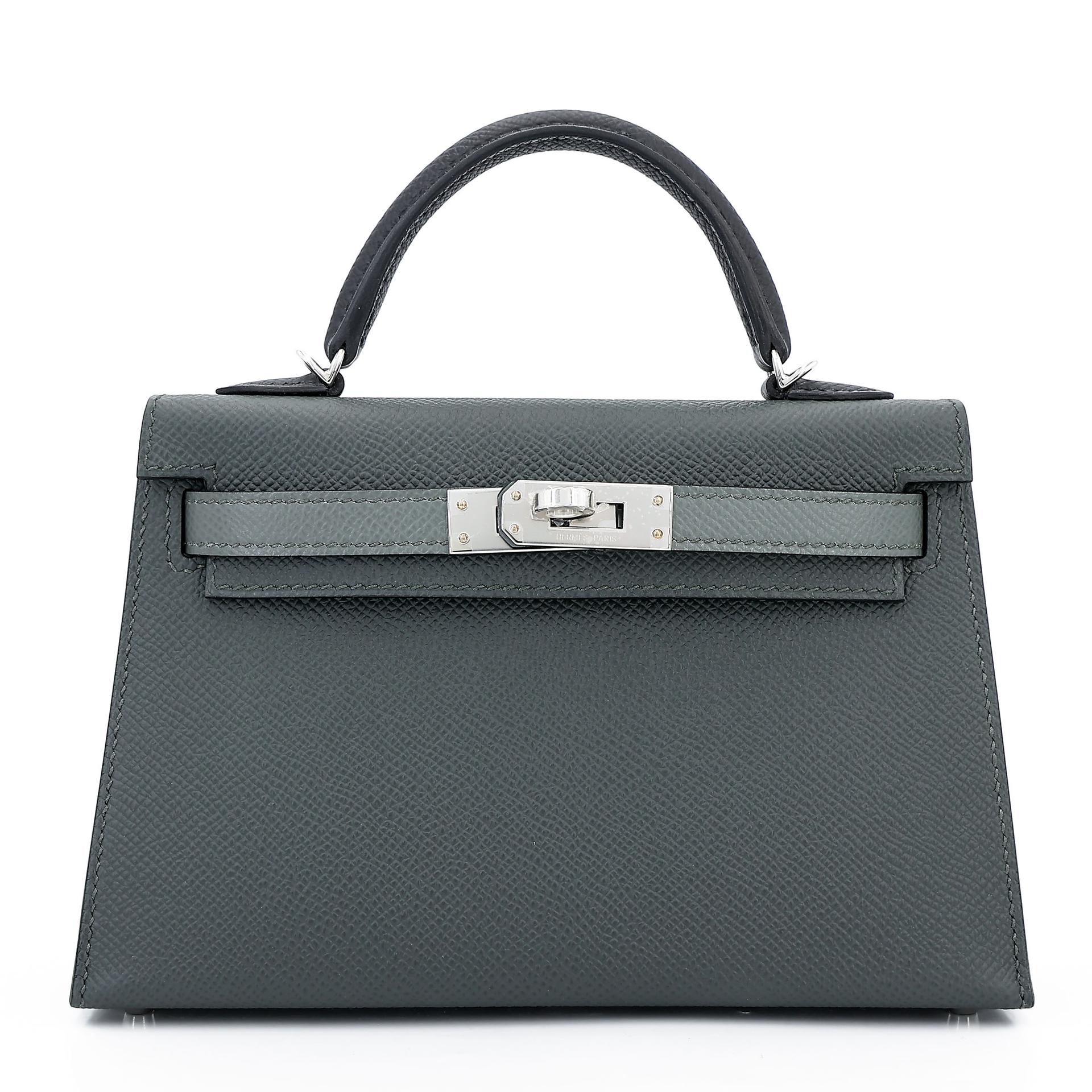 Brand New ( Rank N )  HERMÈS  Mini Kelly II Vert Mangrove (Q0) Vert Amande (63) Black (89) Epsom Palladium hardware K (2025) - 1