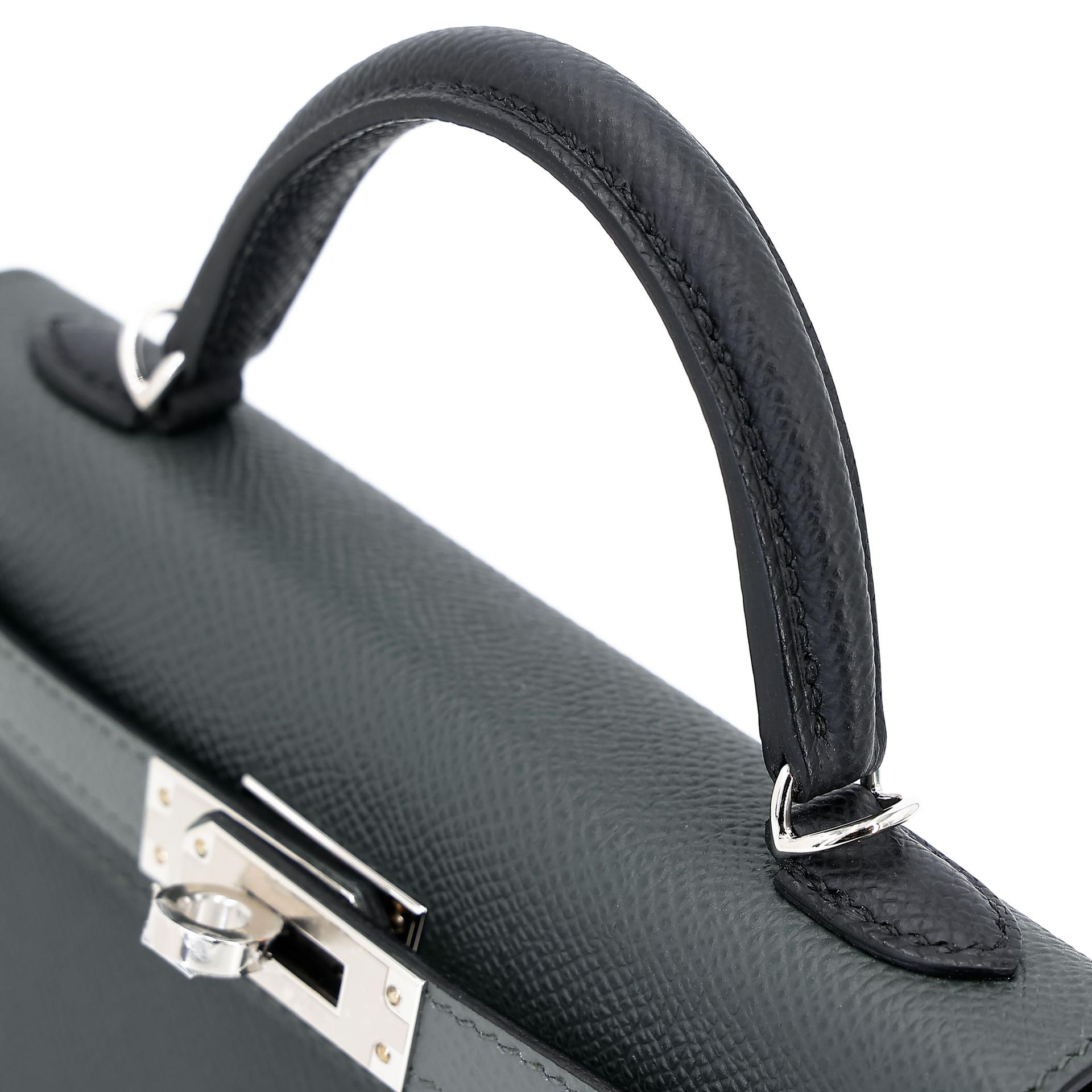 Brand New ( Rank N )  HERMÈS  Mini Kelly II Vert Mangrove (Q0) Vert Amande (63) Black (89) Epsom Palladium hardware K (2025) - 5