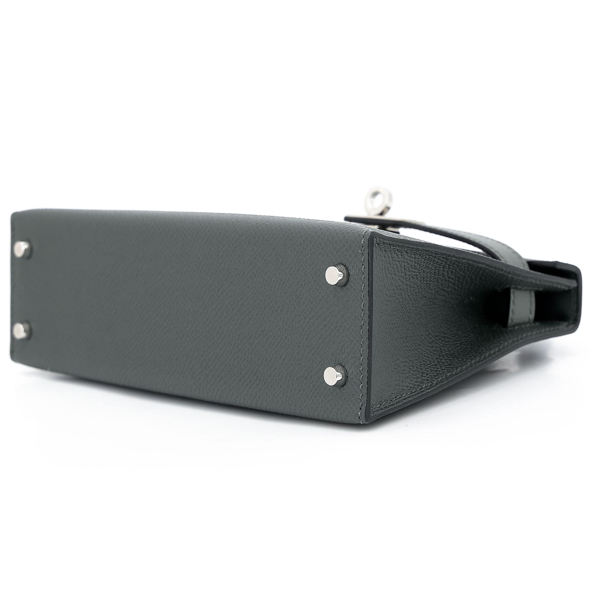 Brand New ( Rank N )  HERMÈS  Mini Kelly II Vert Mangrove (Q0) Vert Amande (63) Black (89) Epsom Palladium hardware K (2025) - 6