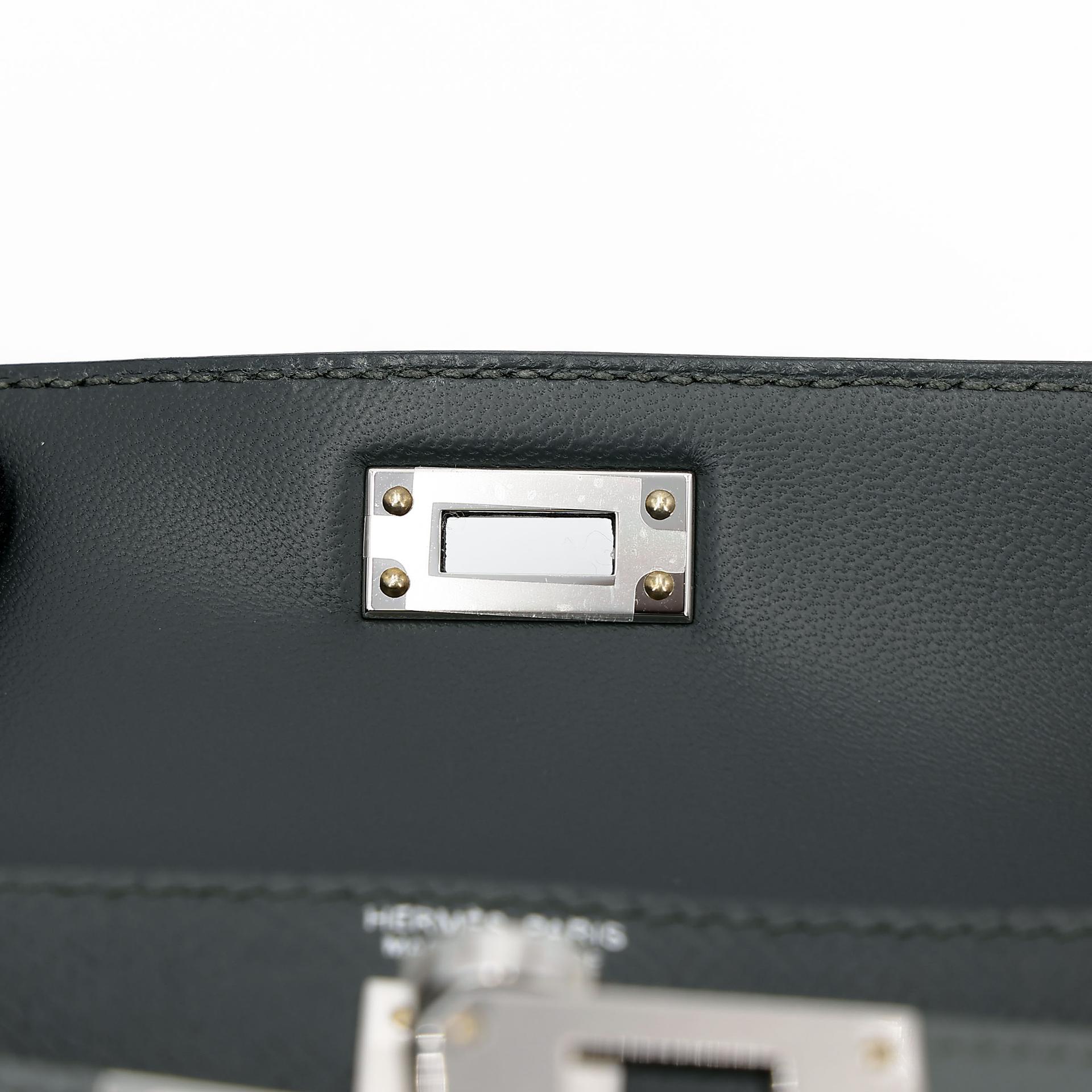 Brand New ( Rank N )  HERMÈS  Mini Kelly II Vert Mangrove (Q0) Vert Amande (63) Black (89) Epsom Palladium hardware K (2025) - 12