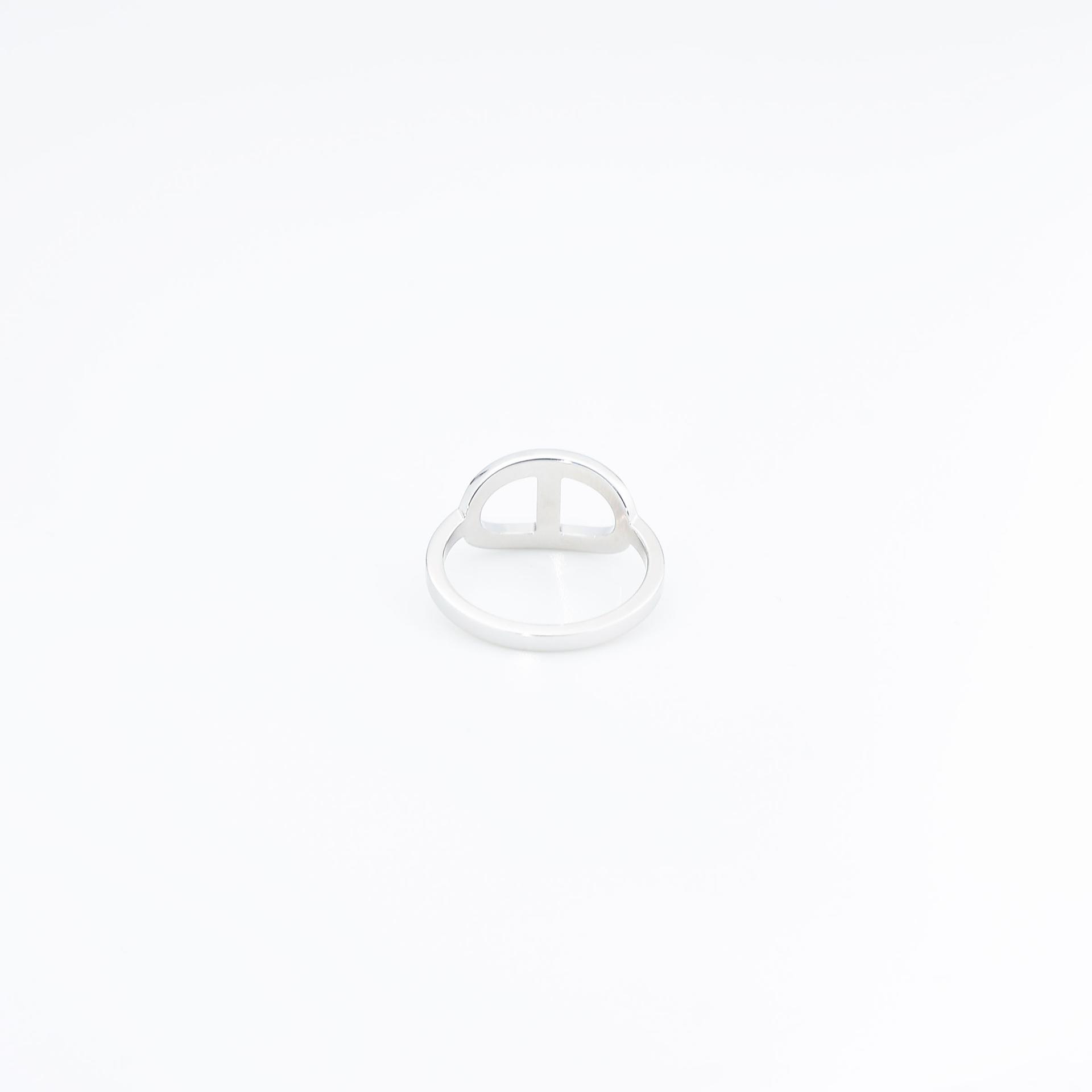 Brand New ( Rank N ) HERMÈS Chaine d'ancre Contour Ring  Platinum 18K White Gold - 5