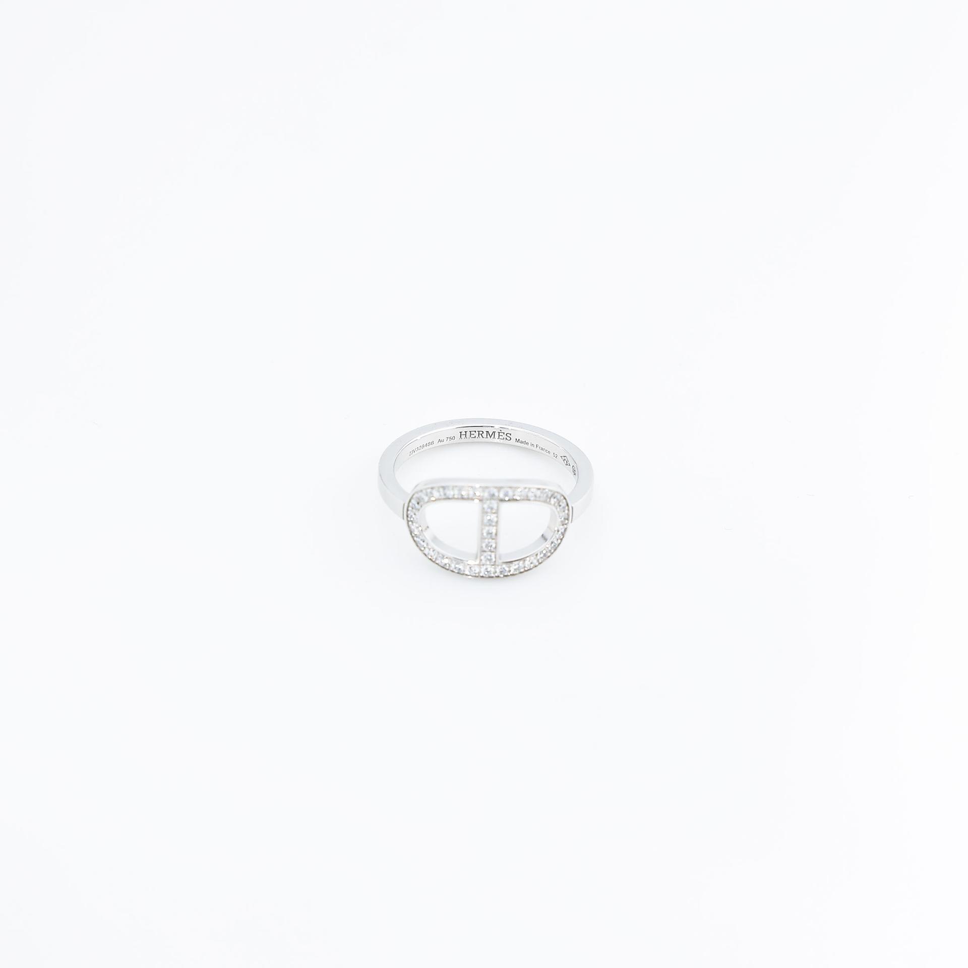Brand New ( Rank N ) HERMÈS Chaine d'ancre Contour Ring  Platinum 18K White Gold - 8
