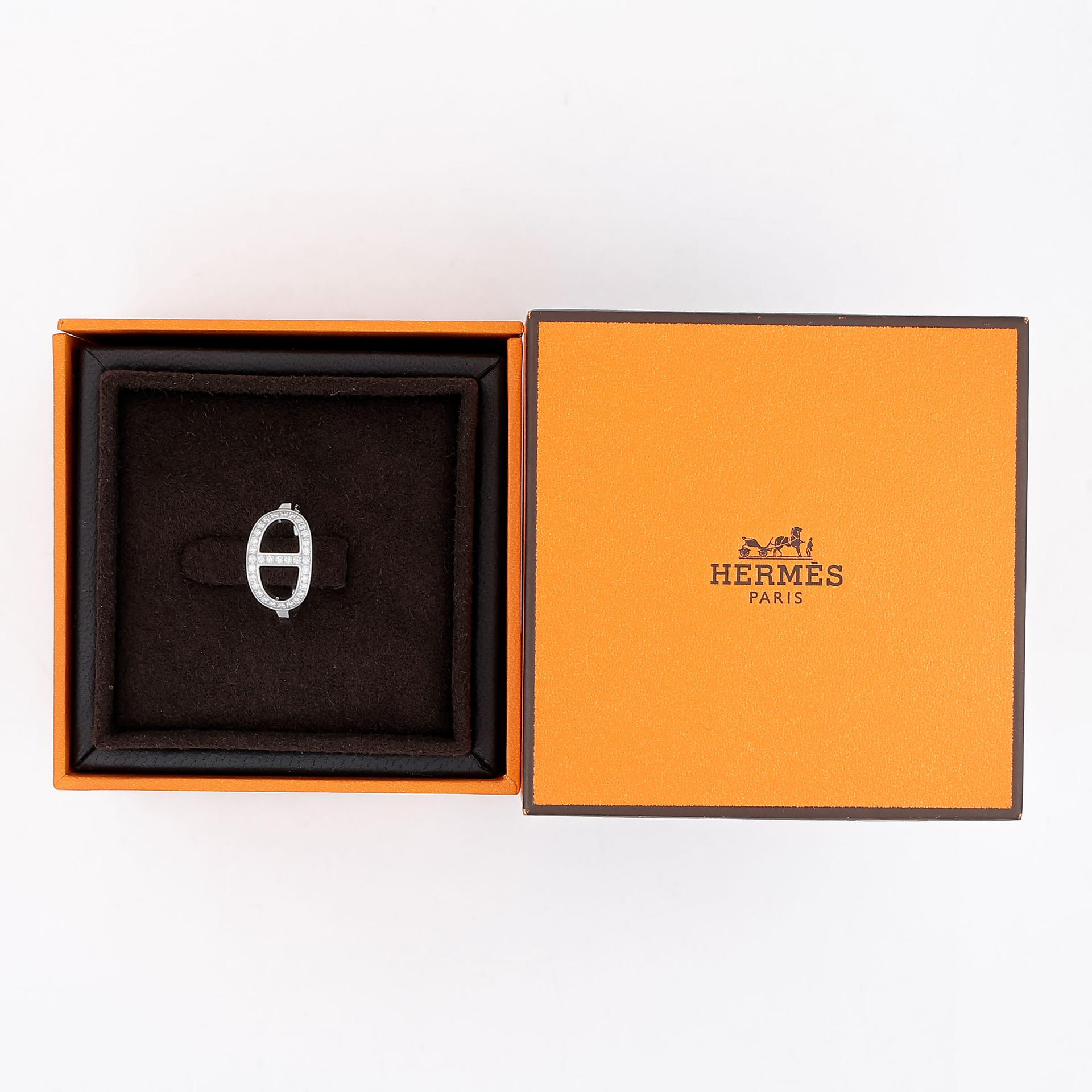 Brand New ( Rank N ) HERMÈS Chaine d'ancre Contour Ring  Platinum 18K White Gold - 9