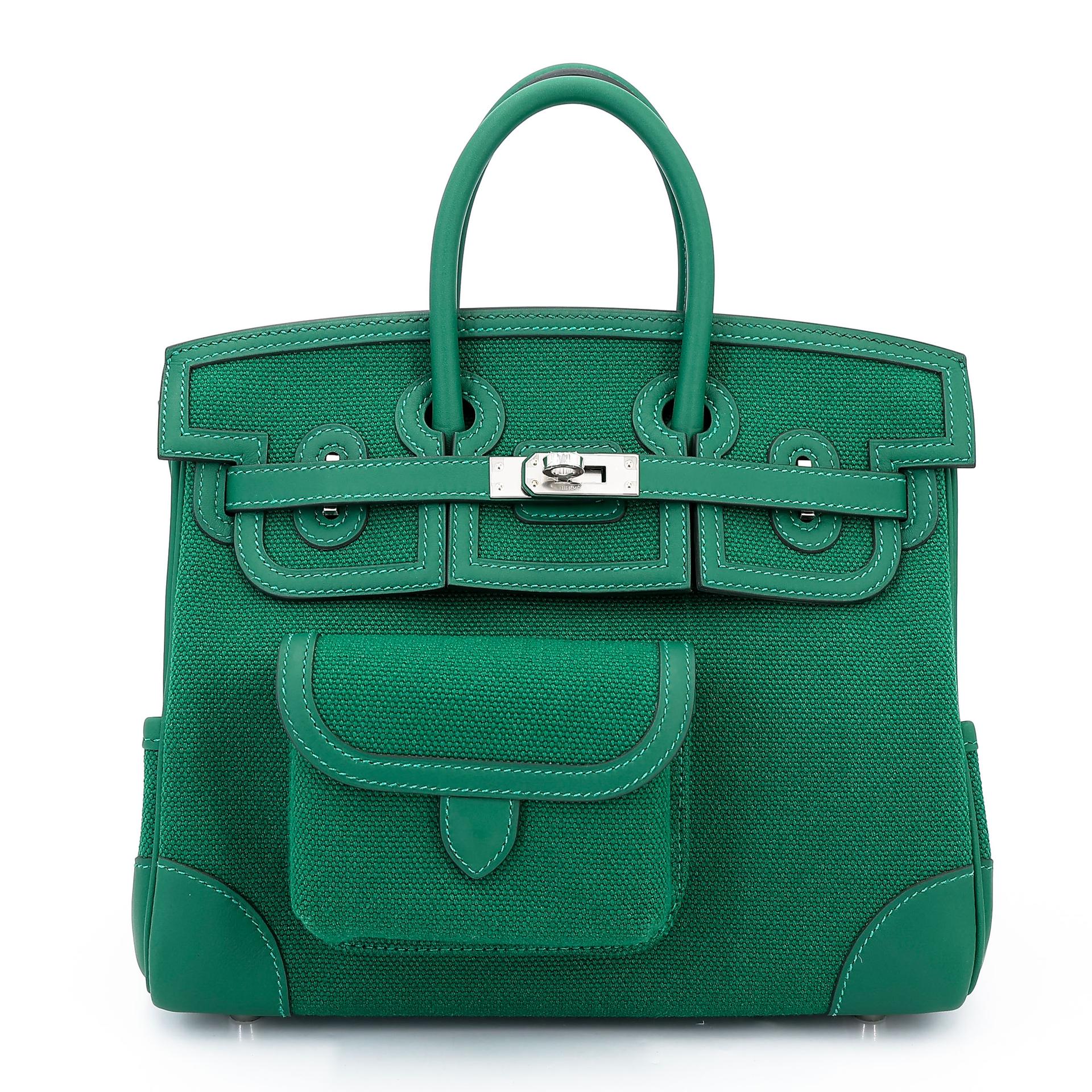 Brand New ( Rank N ) HERMÈS Limited Edition Birkin Cargo 25 Vert Moyen (65) Swift Canvas Palladium hardware K (2025) - 1