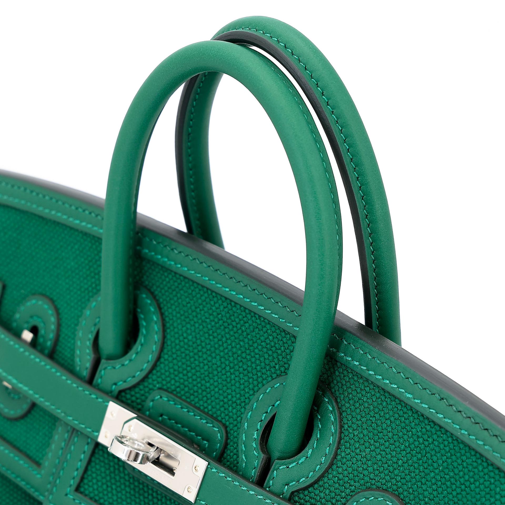 Brand New ( Rank N ) HERMÈS Limited Edition Birkin Cargo 25 Vert Moyen (65) Swift Canvas Palladium hardware K (2025) - 5