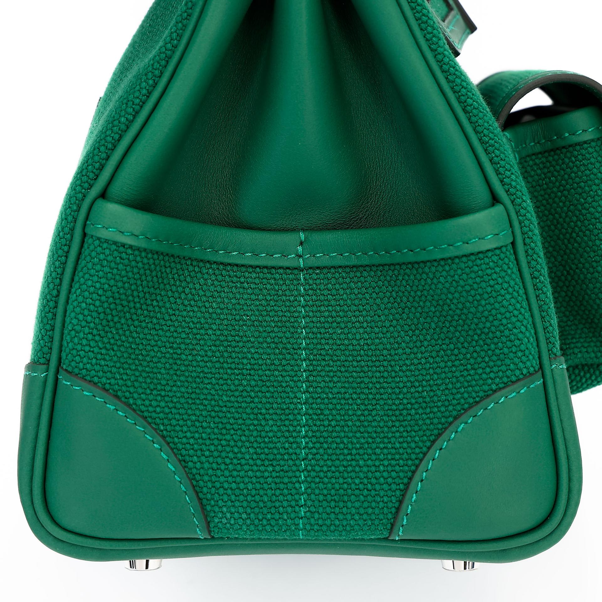Brand New ( Rank N ) HERMÈS Limited Edition Birkin Cargo 25 Vert Moyen (65) Swift Canvas Palladium hardware K (2025) - 13