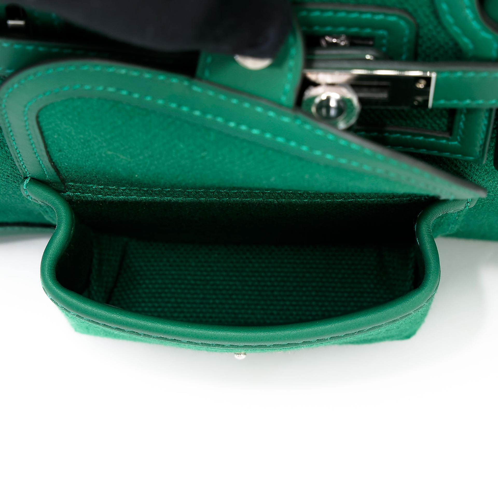 Brand New ( Rank N ) HERMÈS Limited Edition Birkin Cargo 25 Vert Moyen (65) Swift Canvas Palladium hardware K (2025) - 14