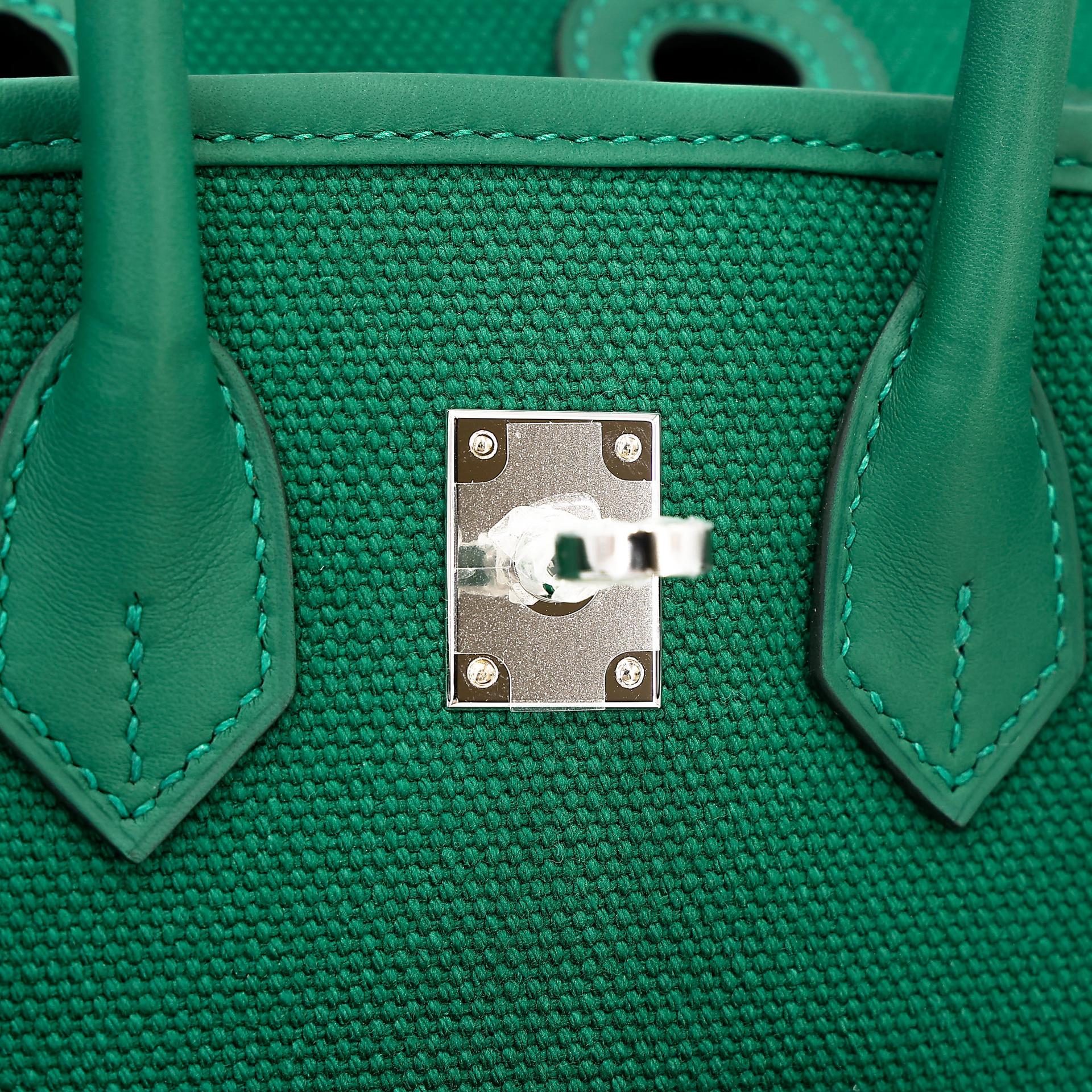 Brand New ( Rank N ) HERMÈS Limited Edition Birkin Cargo 25 Vert Moyen (65) Swift Canvas Palladium hardware K (2025) - 17