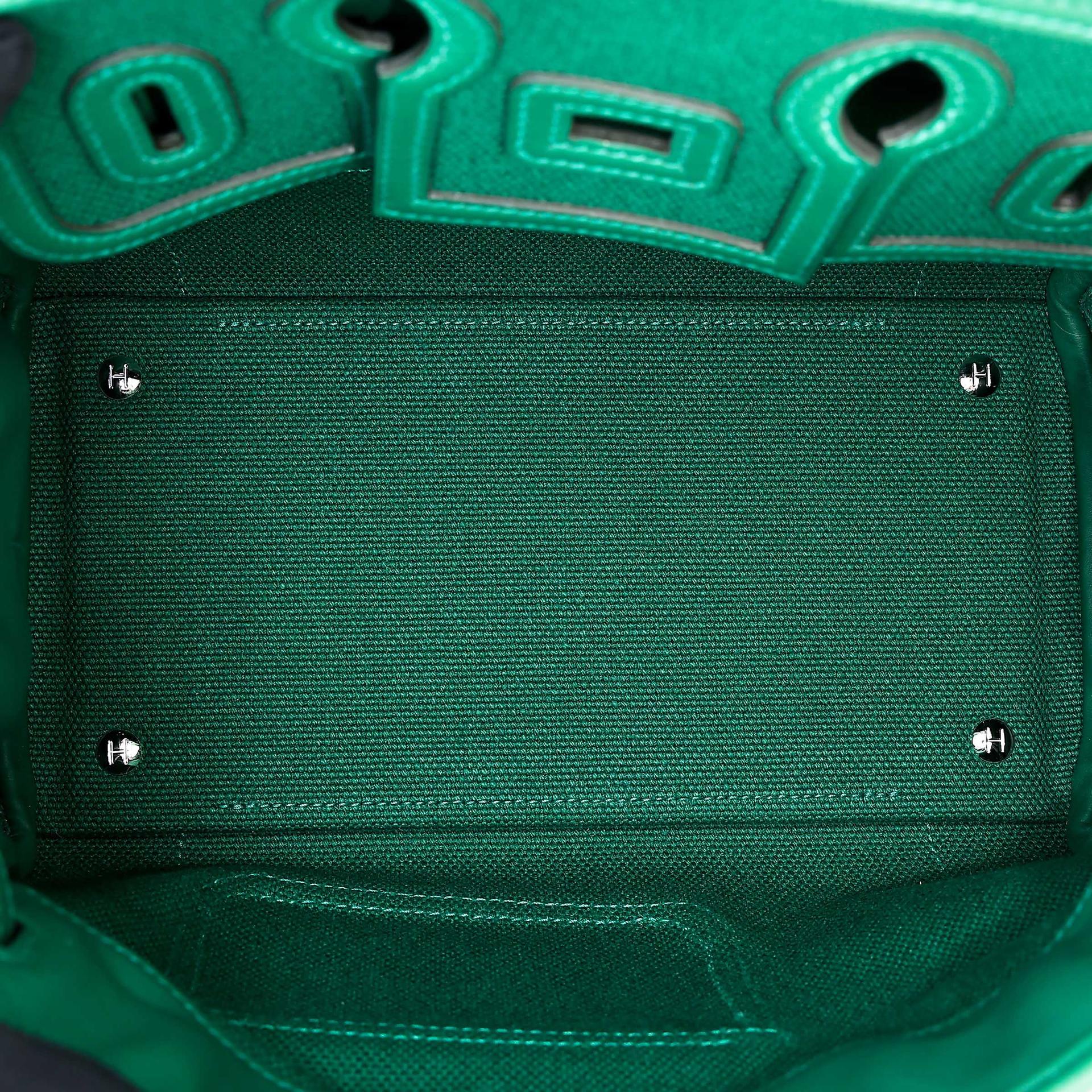 Brand New ( Rank N ) HERMÈS Limited Edition Birkin Cargo 25 Vert Moyen (65) Swift Canvas Palladium hardware K (2025) - 22