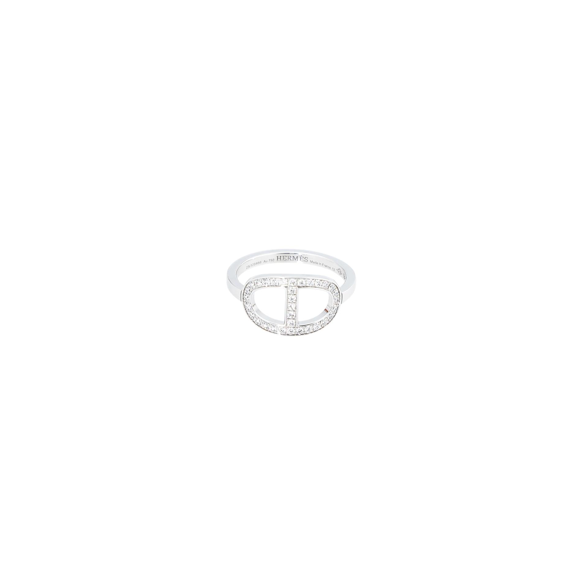 Brand New ( Rank N ) HERMÈS Chaine d'ancre Contour Ring  Platinum 18K White Gold - 1