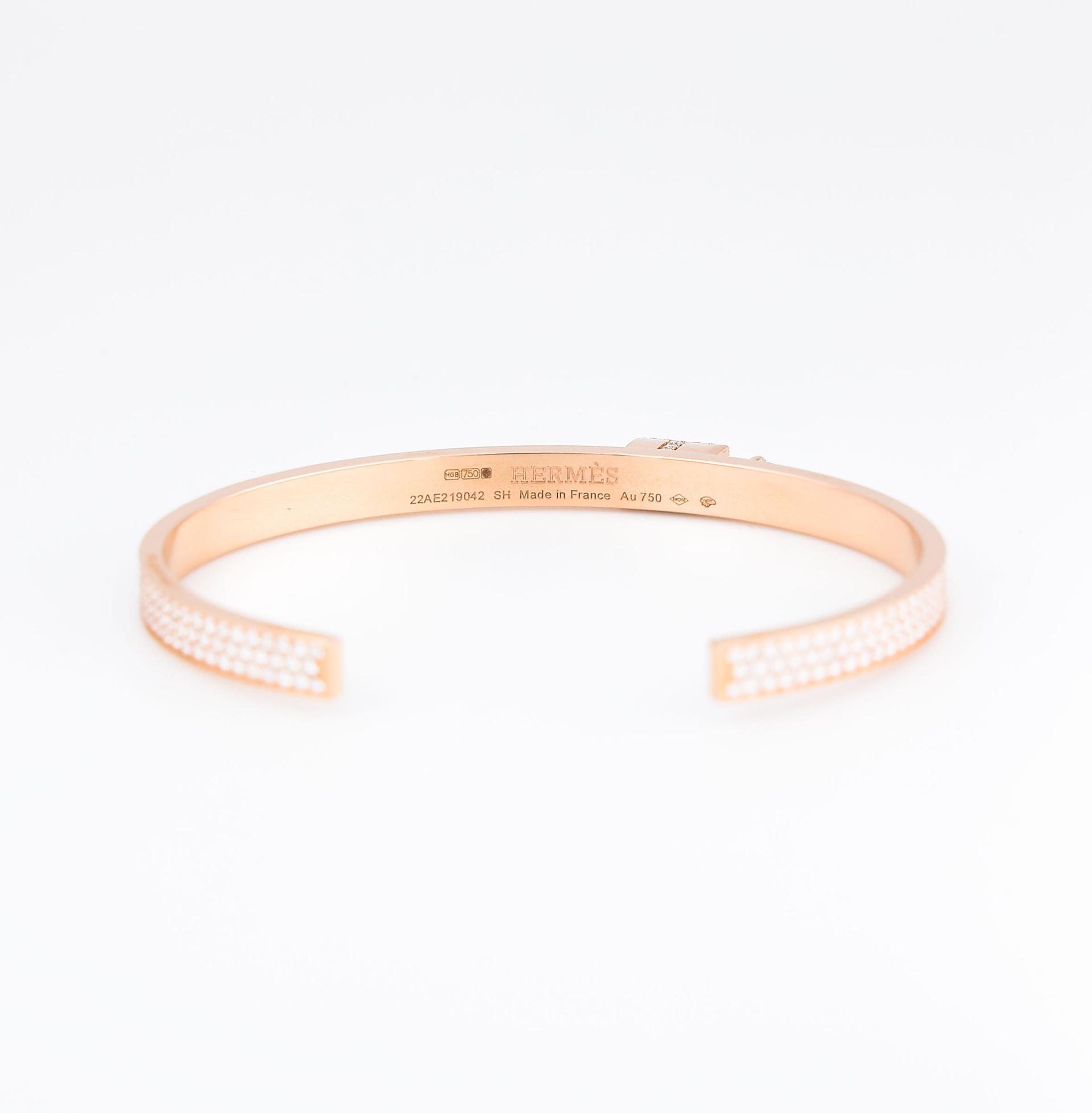 Brand New ( Rank N ) HERMÈS Kelly Clochette Bracelet PM Rose Gold Diamond 18K Rose Gold Rose Gold hardware - 4