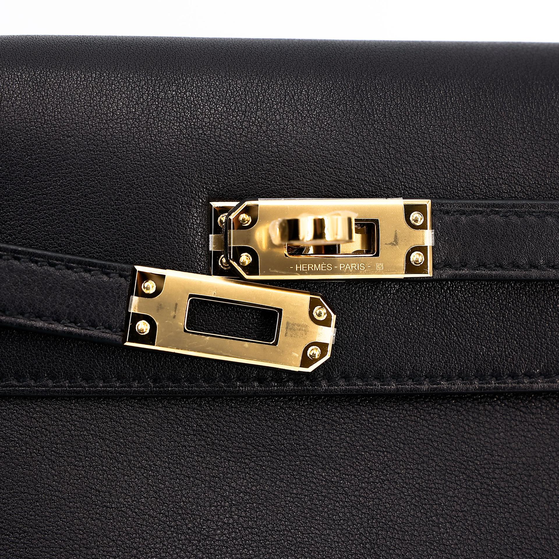 Brand New ( Rank N )  HERMÈS  Kelly Danse Black (89) Volupto calfskin Gold hardware K (2025) - 9