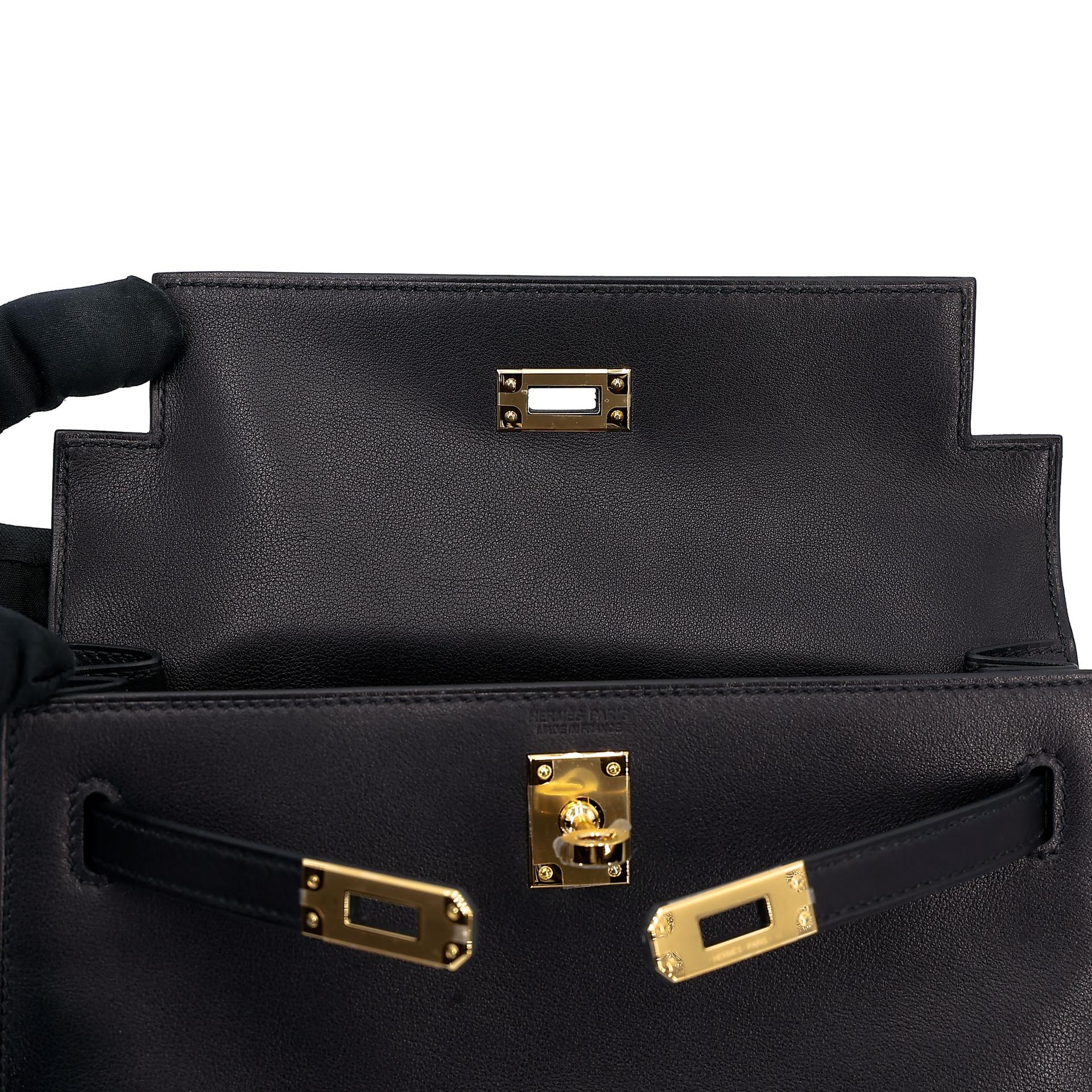 Brand New ( Rank N )  HERMÈS  Kelly Danse Black (89) Volupto calfskin Gold hardware K (2025) - 13