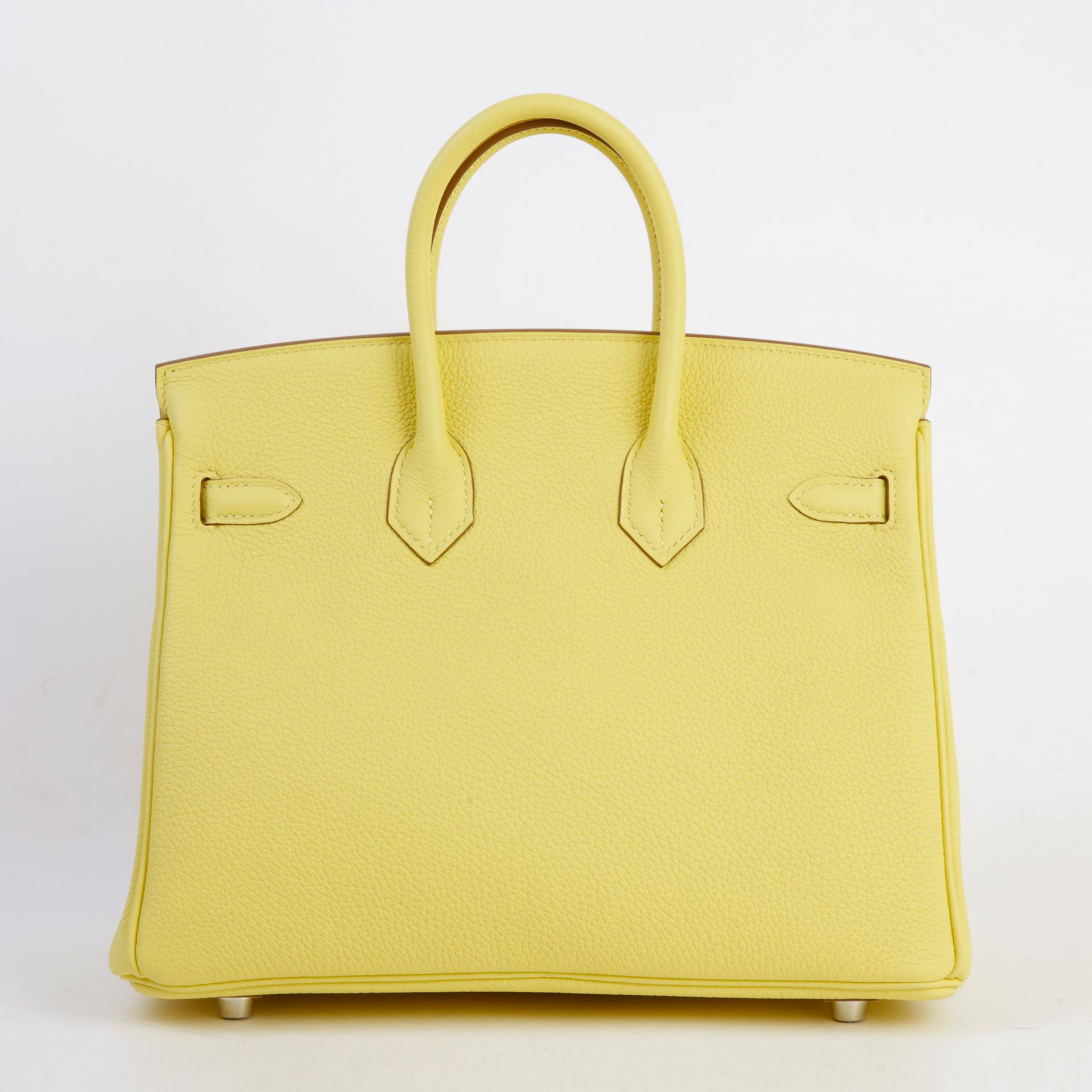 Brand New ( Rank N )  HERMÈS  Birkin 25 Jaune Poussin (1Z) Togo Palladium hardware W (2024) - 2