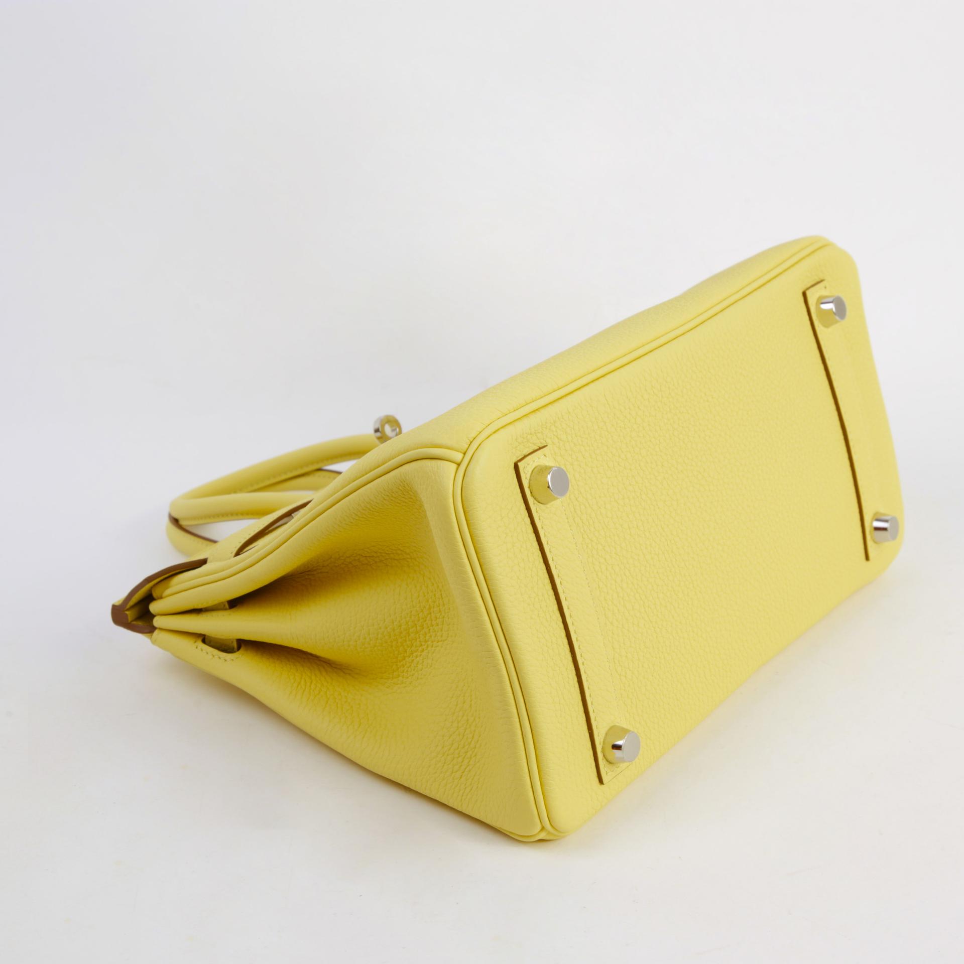 Brand New ( Rank N )  HERMÈS  Birkin 25 Jaune Poussin (1Z) Togo Palladium hardware W (2024) - 4