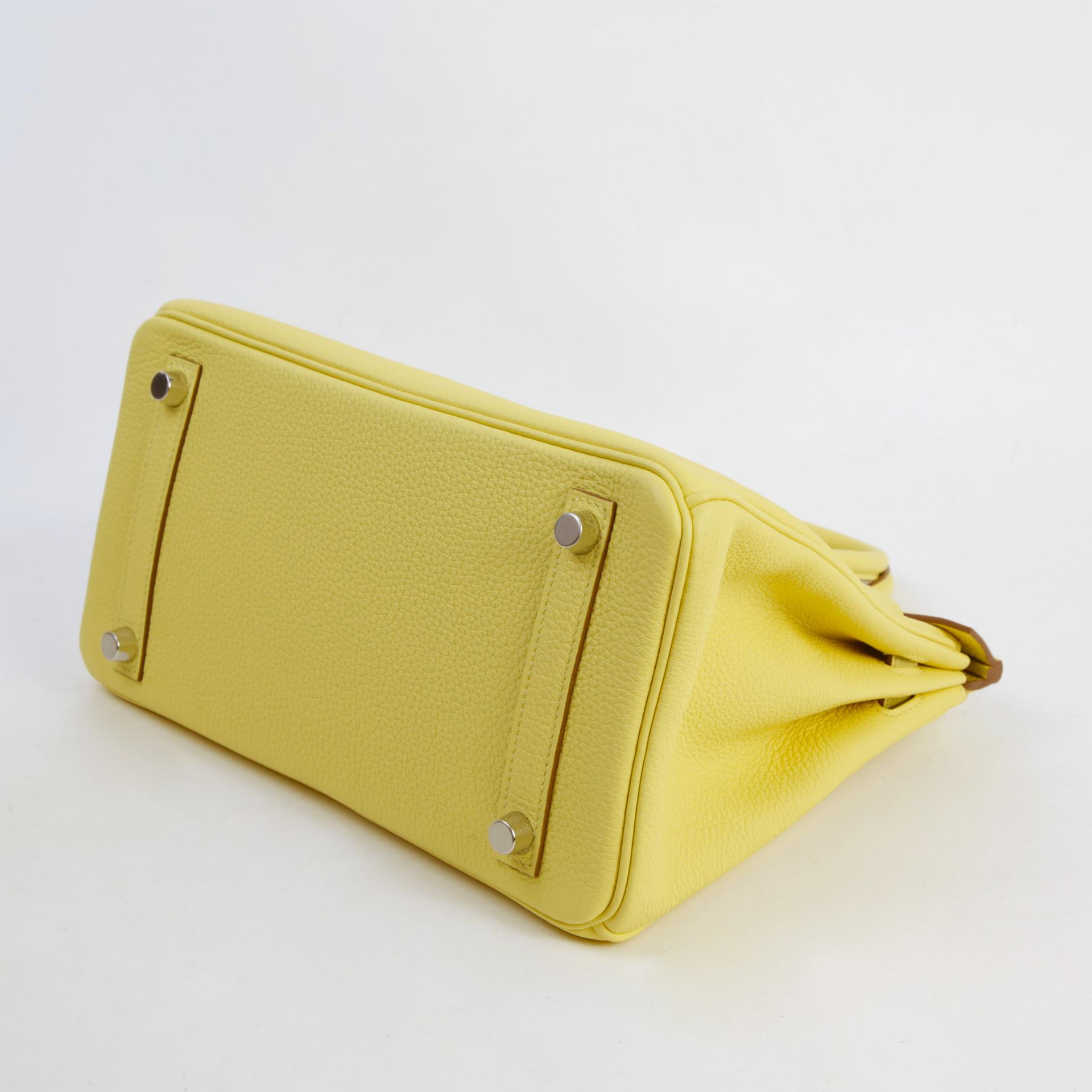 Brand New ( Rank N )  HERMÈS  Birkin 25 Jaune Poussin (1Z) Togo Palladium hardware W (2024) - 5