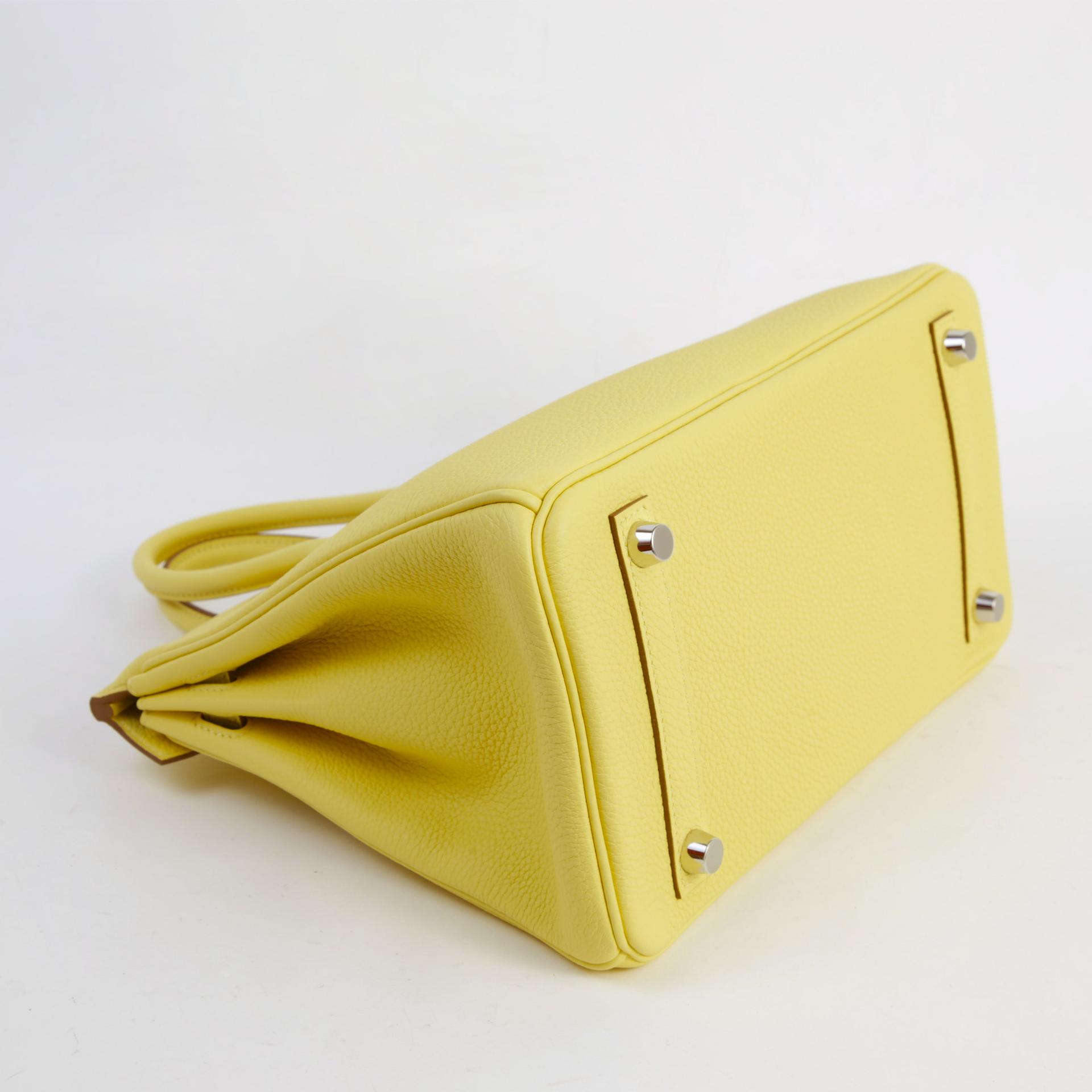 Brand New ( Rank N )  HERMÈS  Birkin 25 Jaune Poussin (1Z) Togo Palladium hardware W (2024) - 6