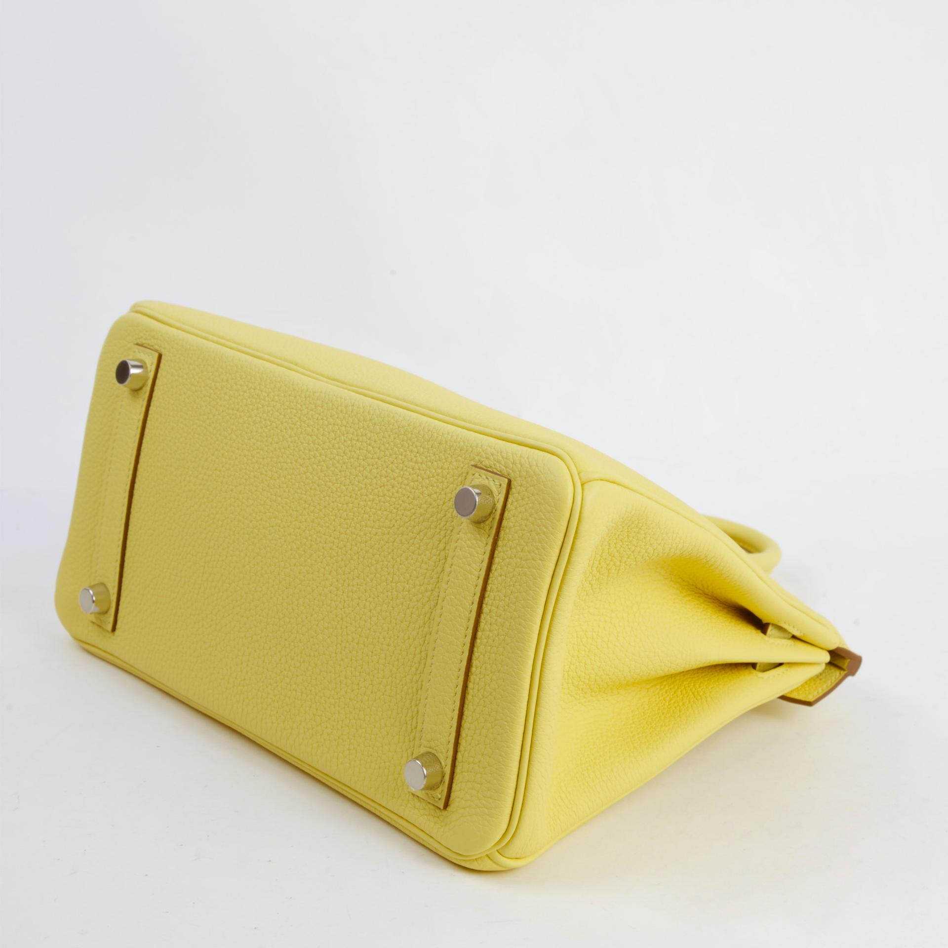 Brand New ( Rank N )  HERMÈS  Birkin 25 Jaune Poussin (1Z) Togo Palladium hardware W (2024) - 7