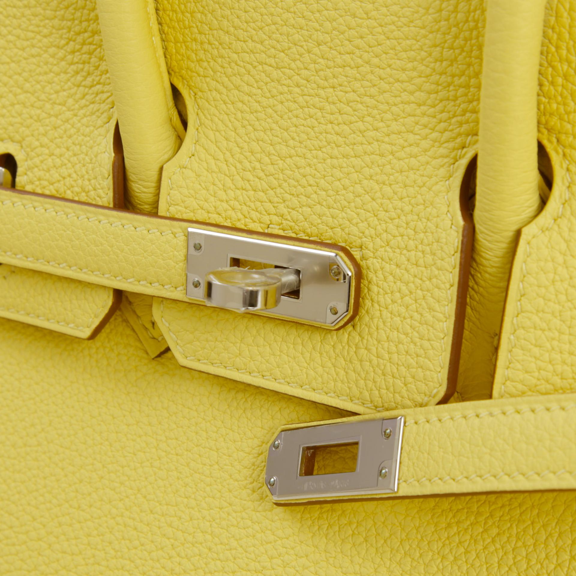Brand New ( Rank N )  HERMÈS  Birkin 25 Jaune Poussin (1Z) Togo Palladium hardware W (2024) - 8