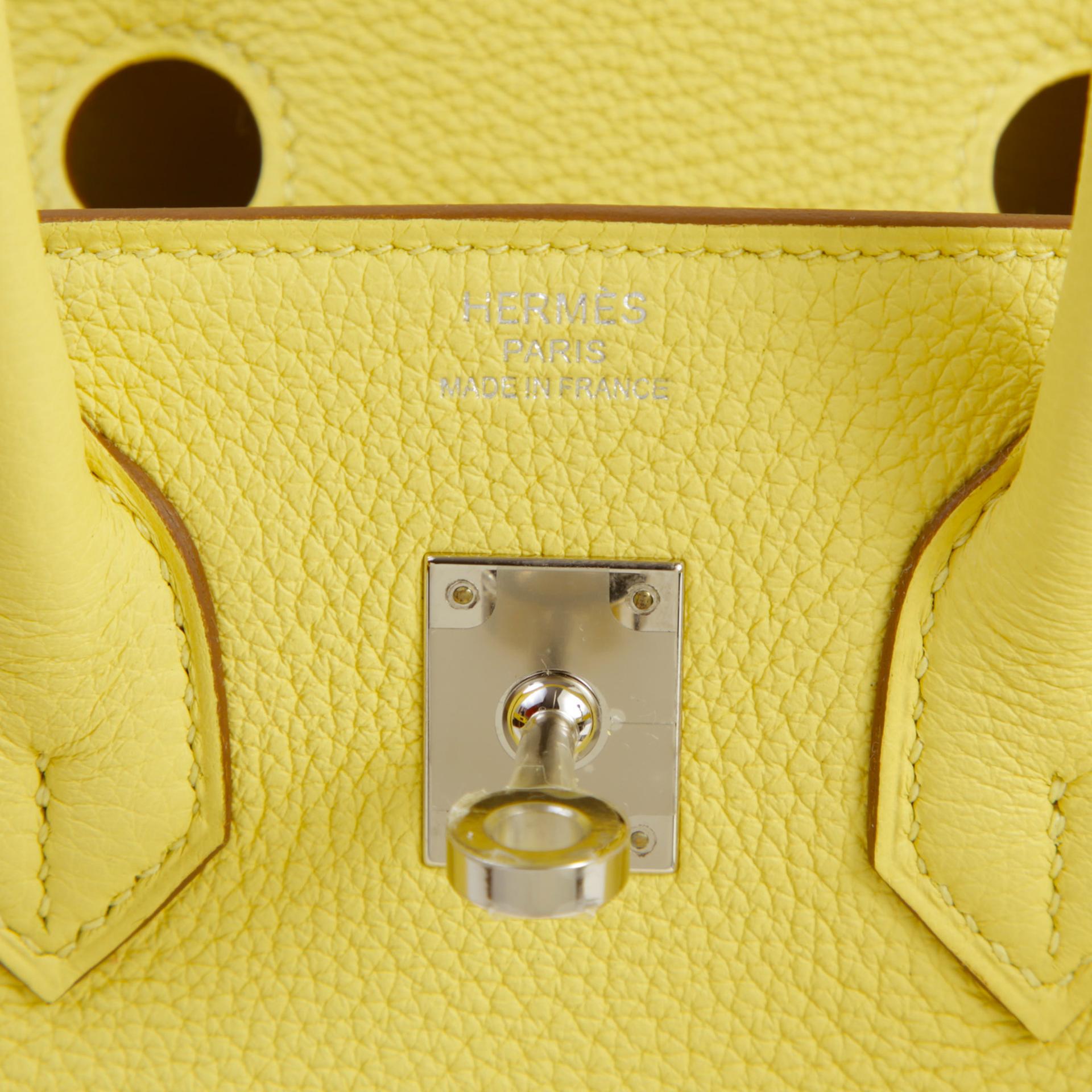 Brand New ( Rank N )  HERMÈS  Birkin 25 Jaune Poussin (1Z) Togo Palladium hardware W (2024) - 9